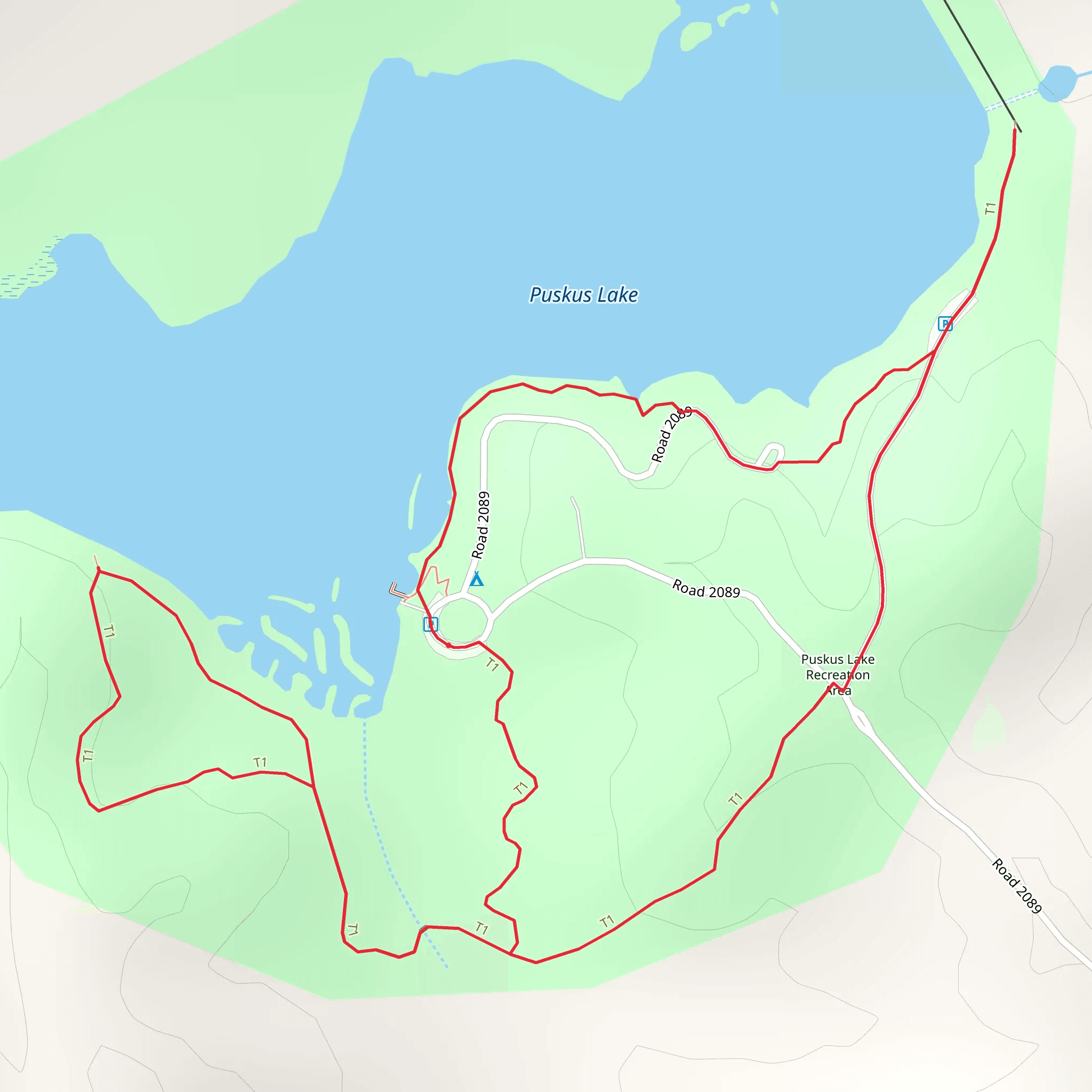 Puskus Lake Recreation Area Loop mobile static map