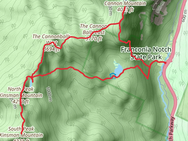 Cannon Mountain and North-South Kinsman Mountain Loop via Lonesome Lake Trail