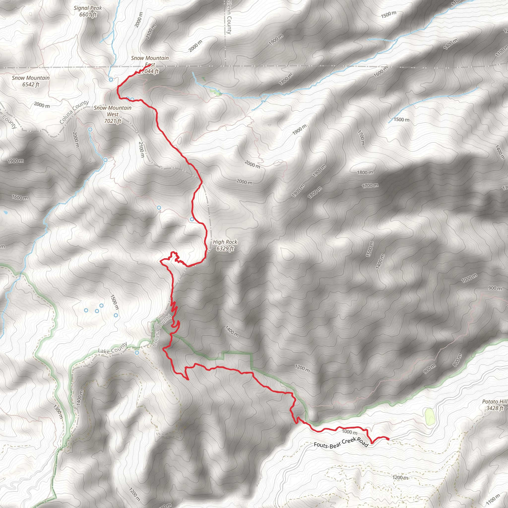 Snow Mountain via Deafy Glade Trail mobile static map