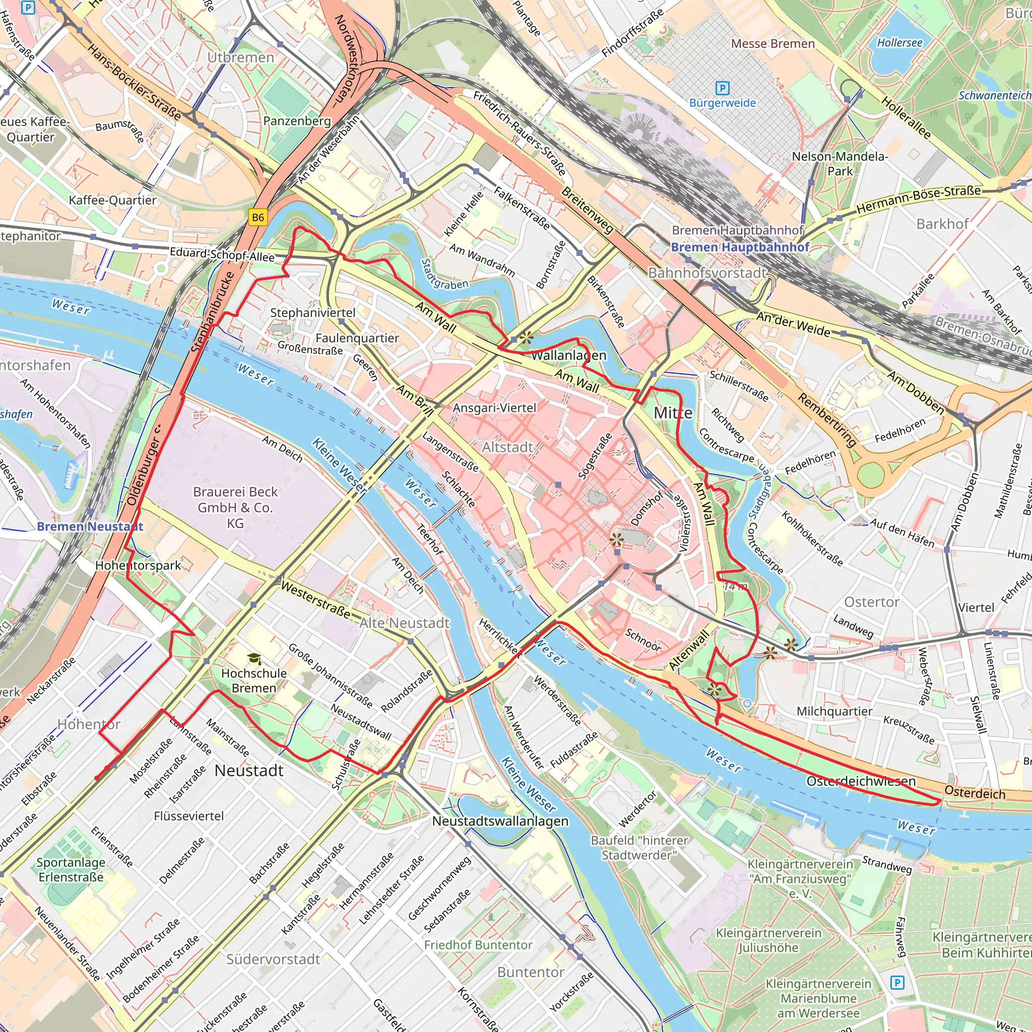 Weser and Stadtgraben via Geestweg mobile static map