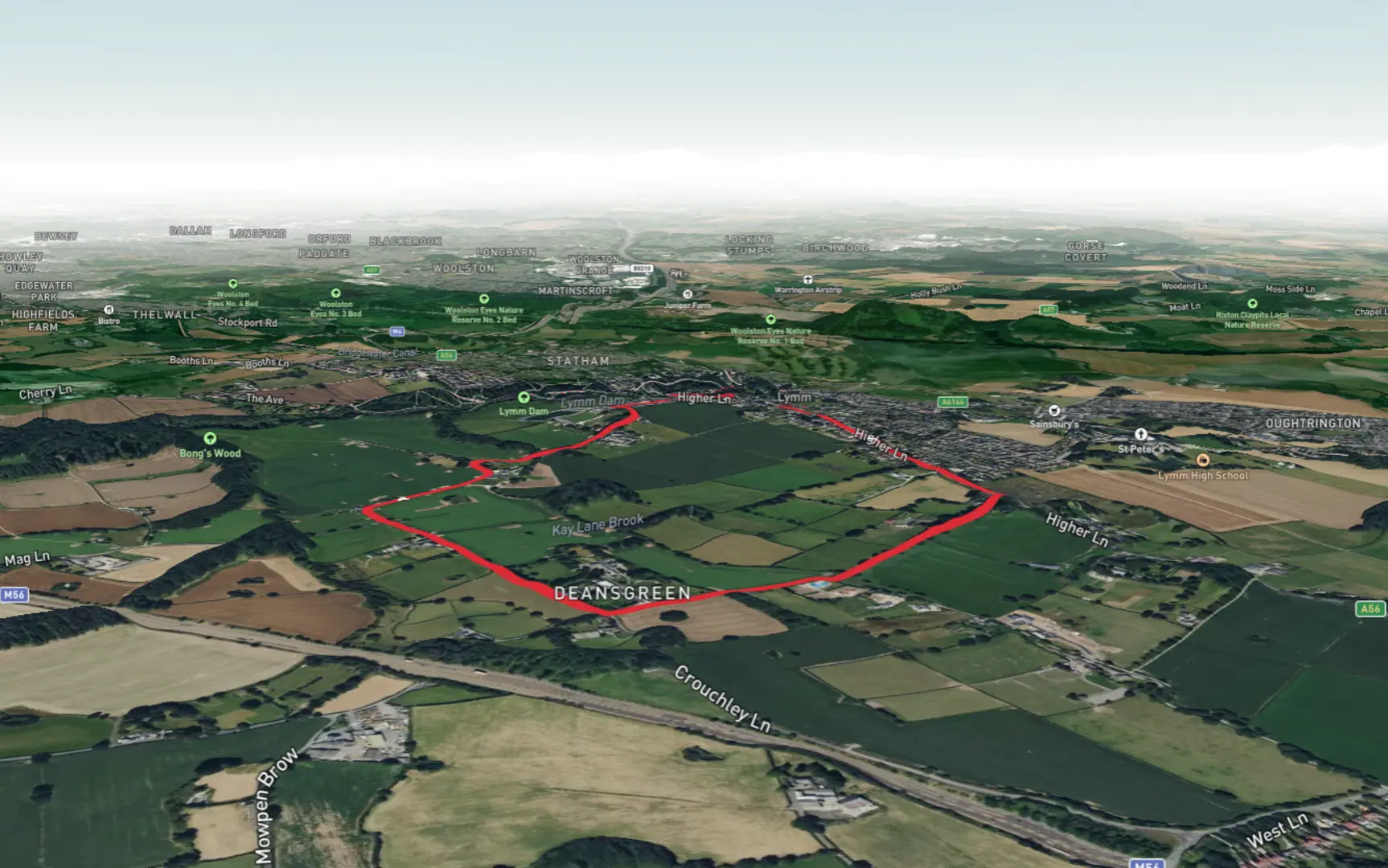 An image depicting the trail Lymm Loop and its surrounding area.