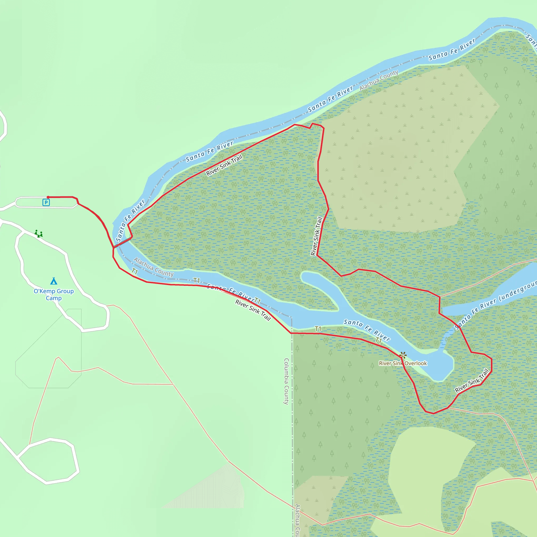 River Sink Loop Trail mobile static map