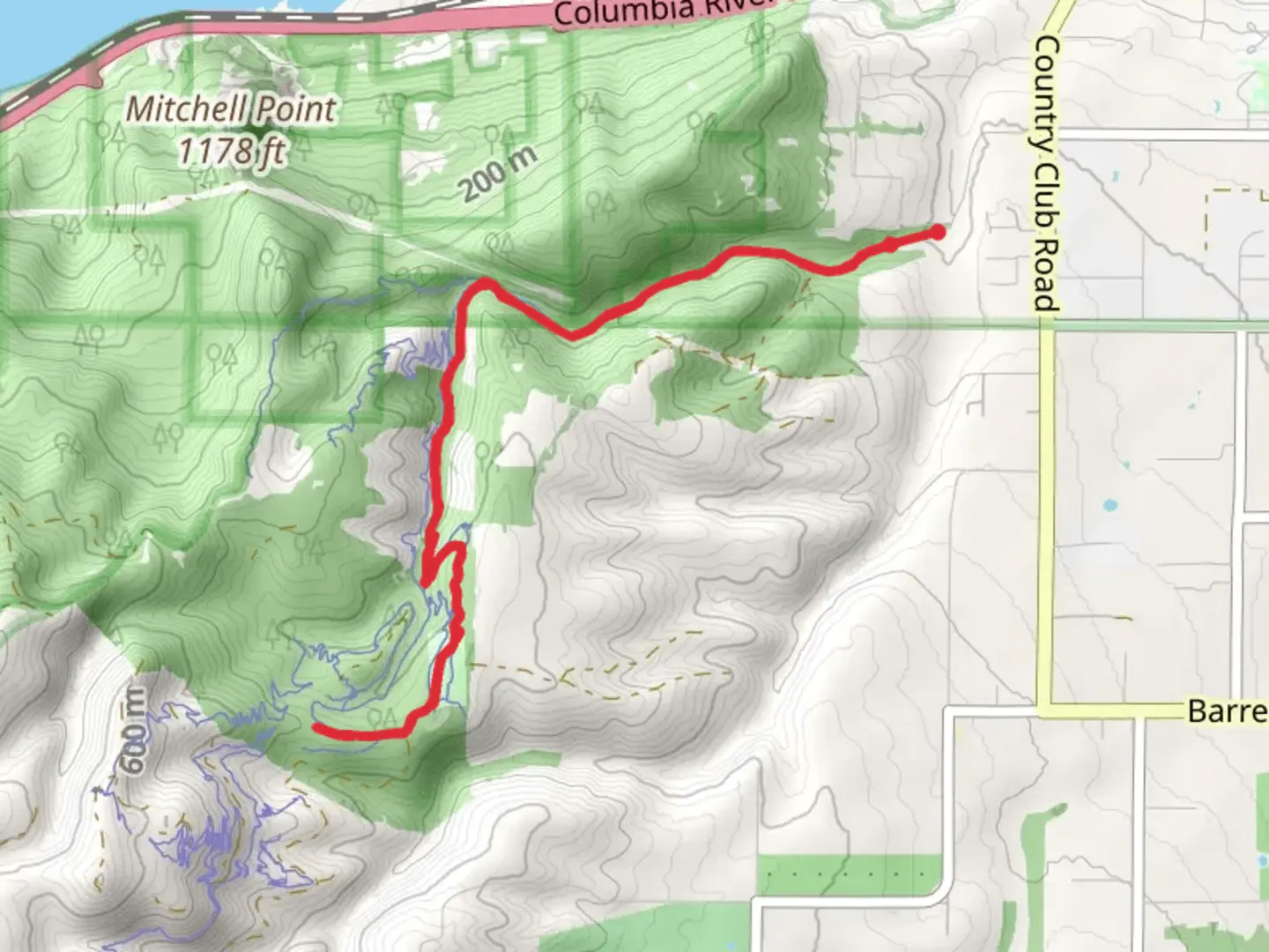 An image depicting the trail Flume Creek and Seven Streams and its surrounding area.