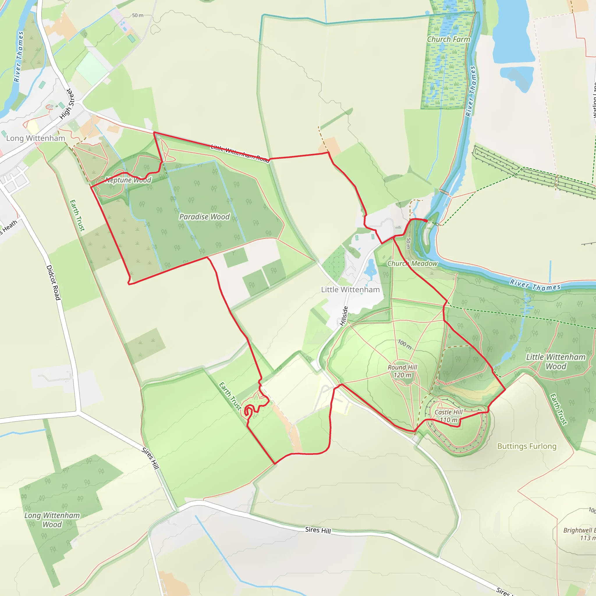 Paradise Wood and Fort Castle Hill Loop mobile static map