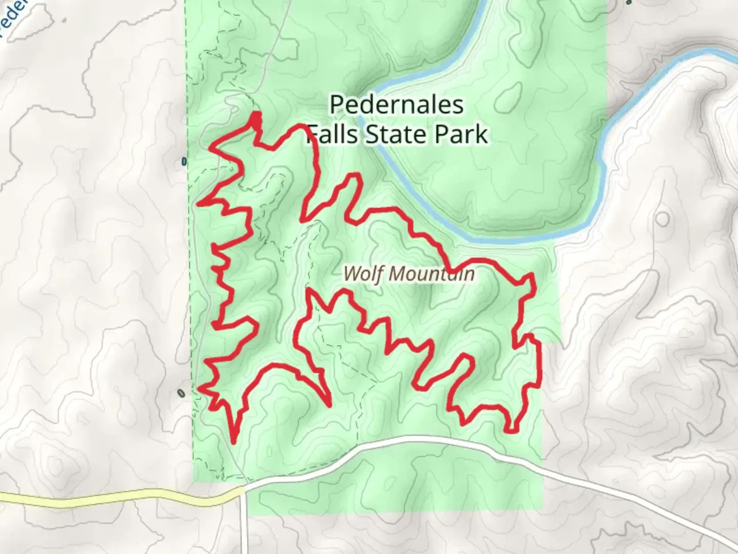 An image depicting the trail Pedernales Falls State Park Loop and its surrounding area.