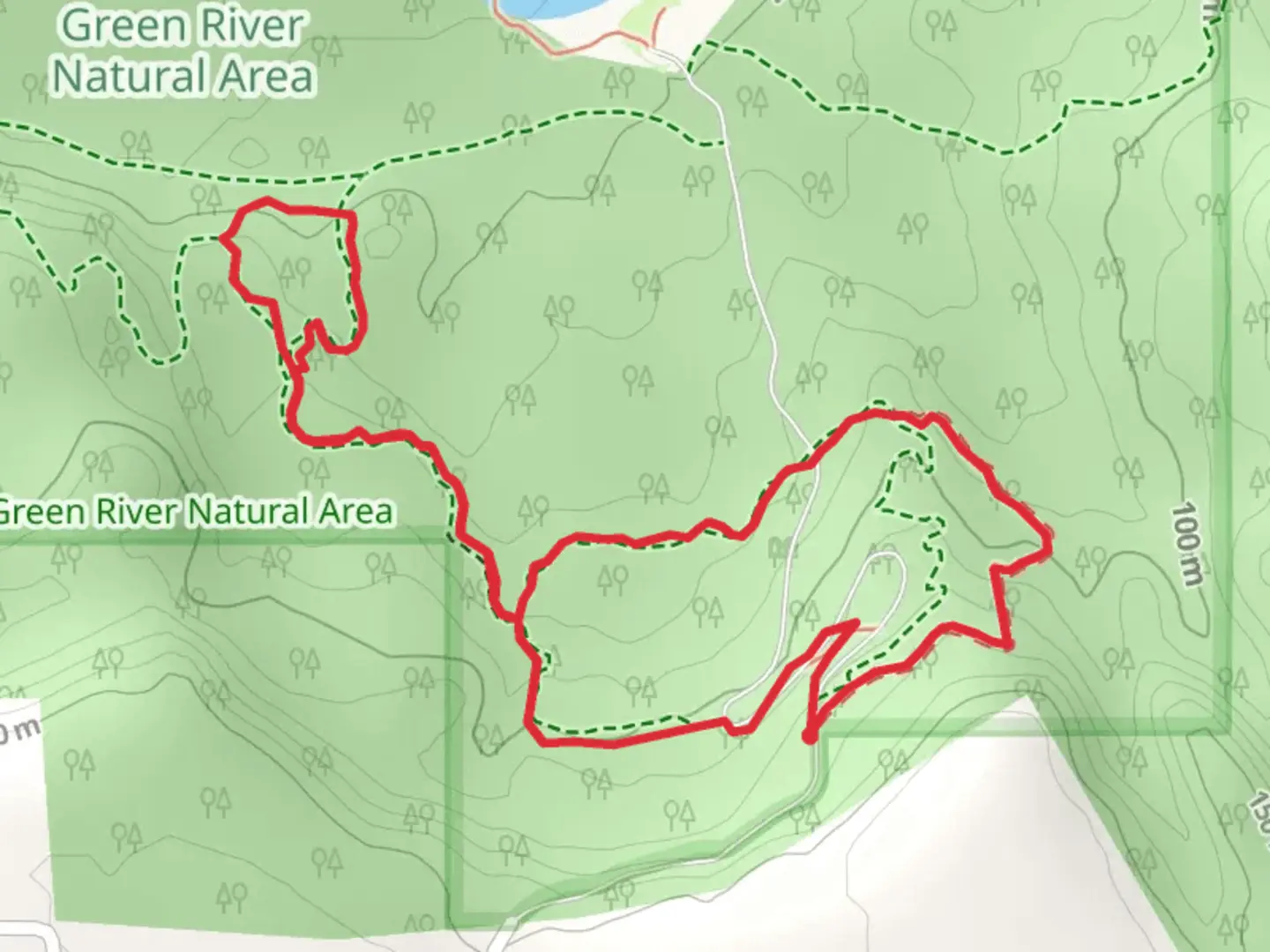 An image depicting the trail Three Bridges Trail and Stevensonville Trail and its surrounding area.