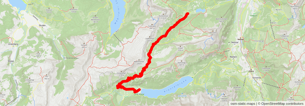 Glarus Nord to Lake Obersee and Lake Klöntal stage 2 Map