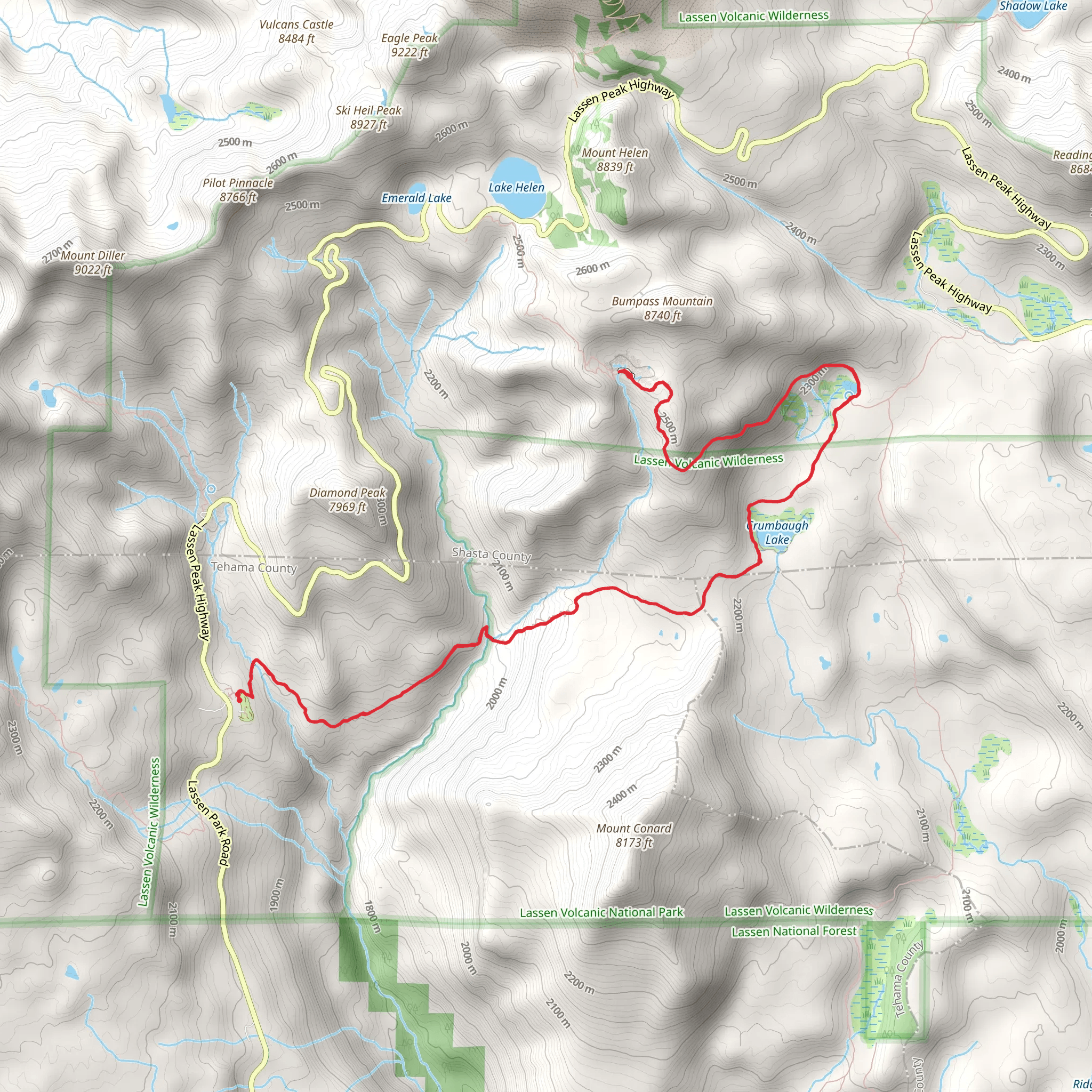 Crumbaugh Lake and Cold Boiling Lake via Crumbaugh Lake trail mobile static map