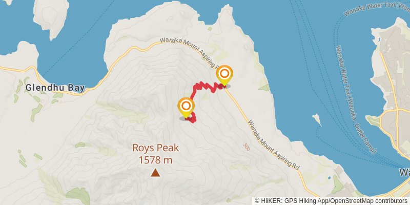 Roys Peak Track stage 1 Map