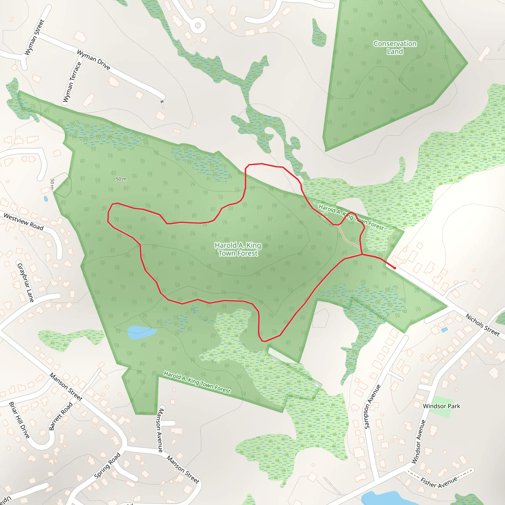 Harold A King Town Forest Loop mobile static map
