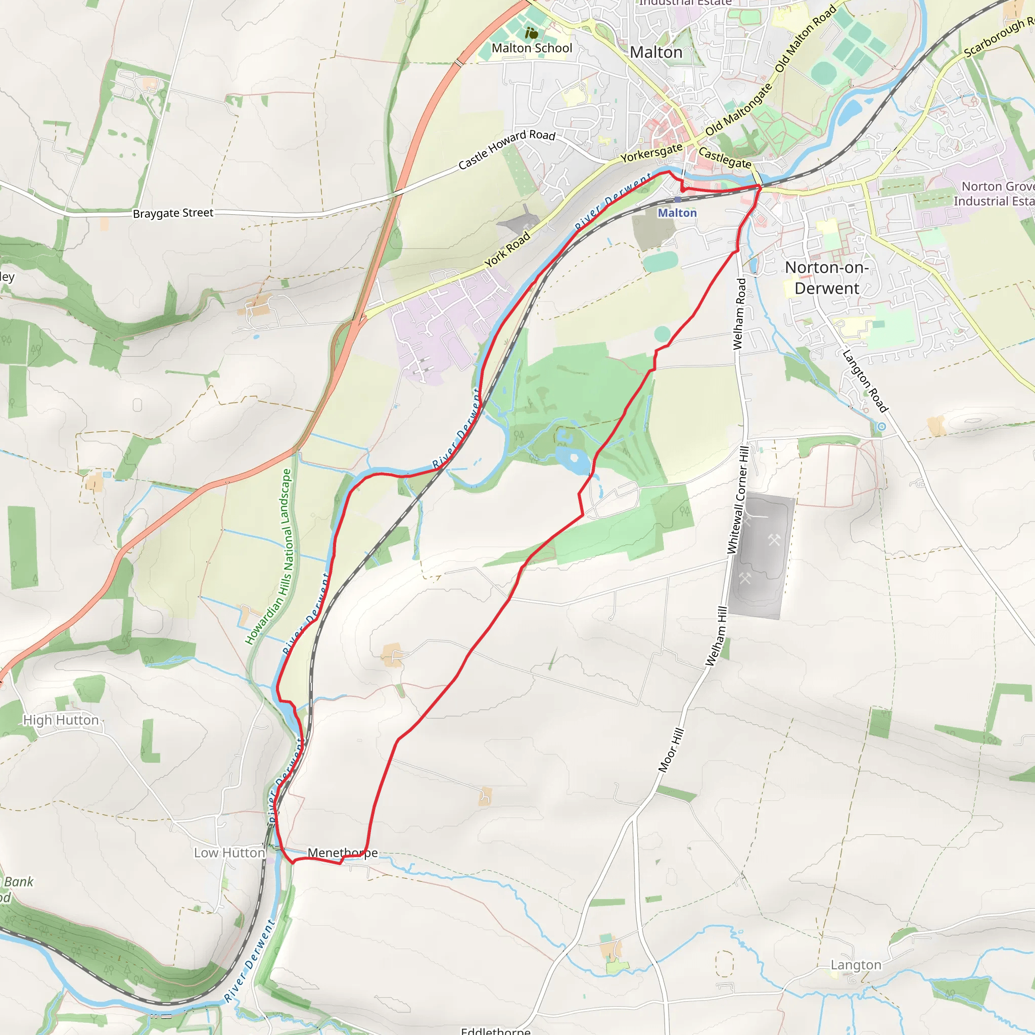 Norton on Derwent and Centenary Way mobile static map