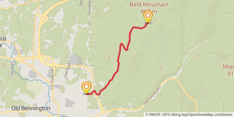Glastenbury - West Ridge Loop spur 2 Map