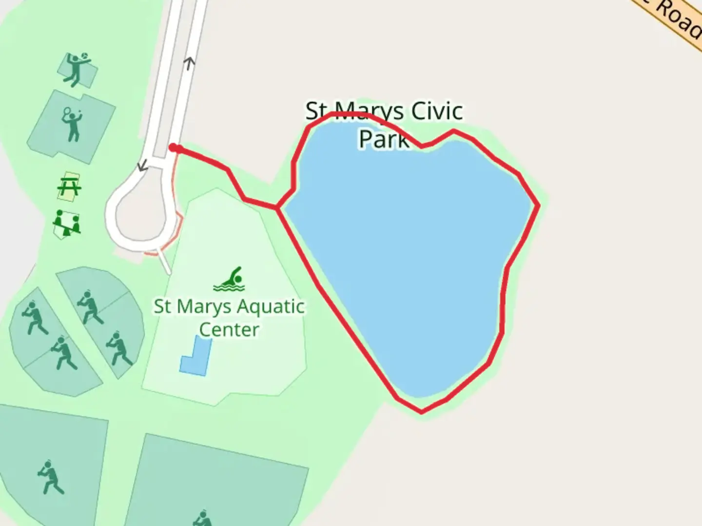 An image depicting the trail St Marys Civic Park Pond Loop and its surrounding area.