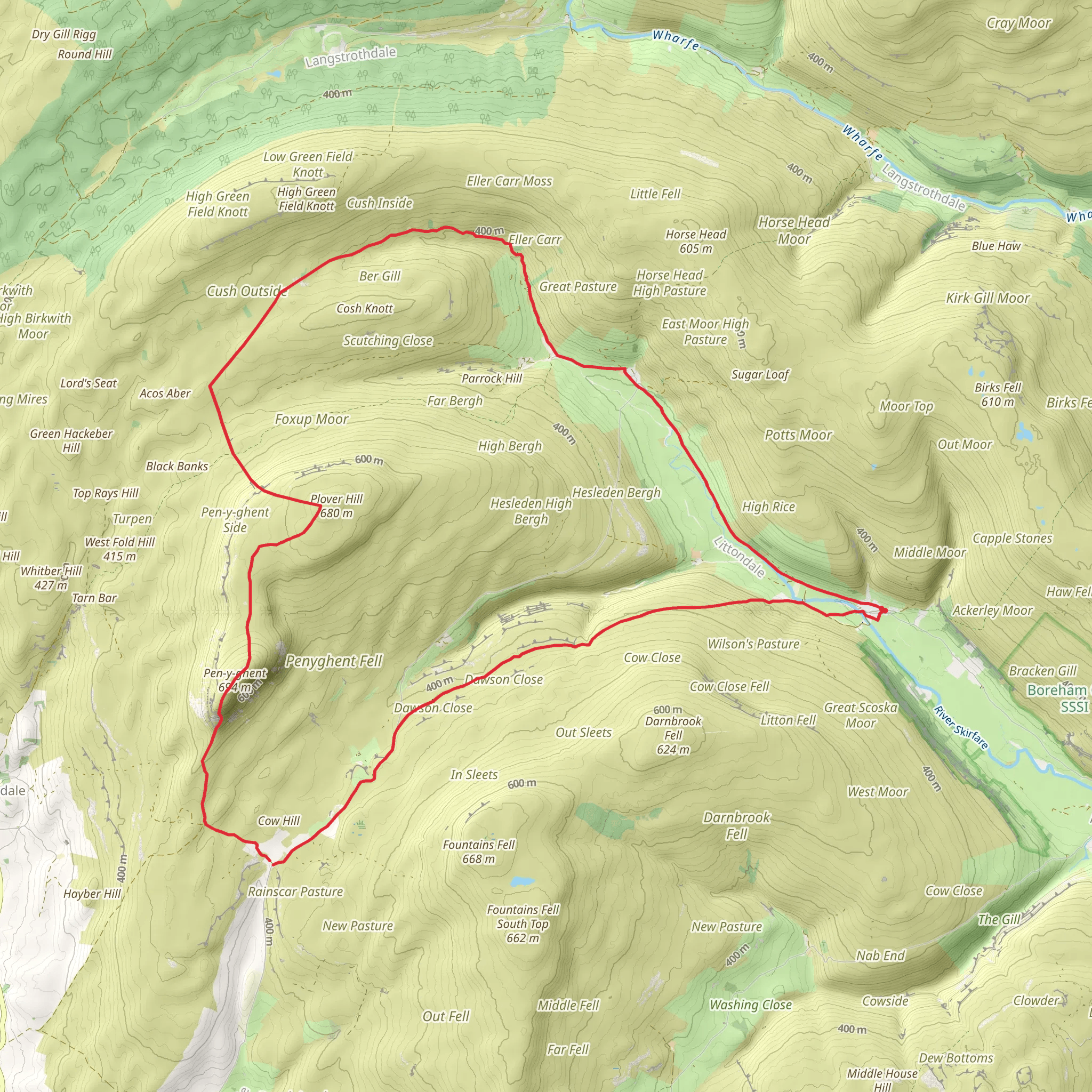 Litton - Halton Gill - Cosh Beck - Plover Hill and Pen-y-ghent mobile static map