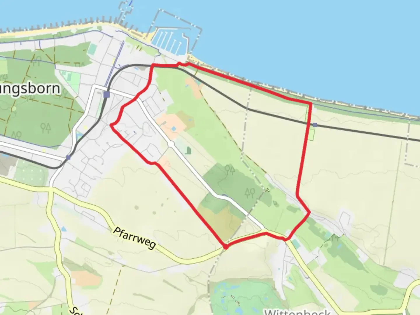 An image depicting the trail Klein Bollhagen and Steilküste Kühlungsborn Loop and its surrounding area.