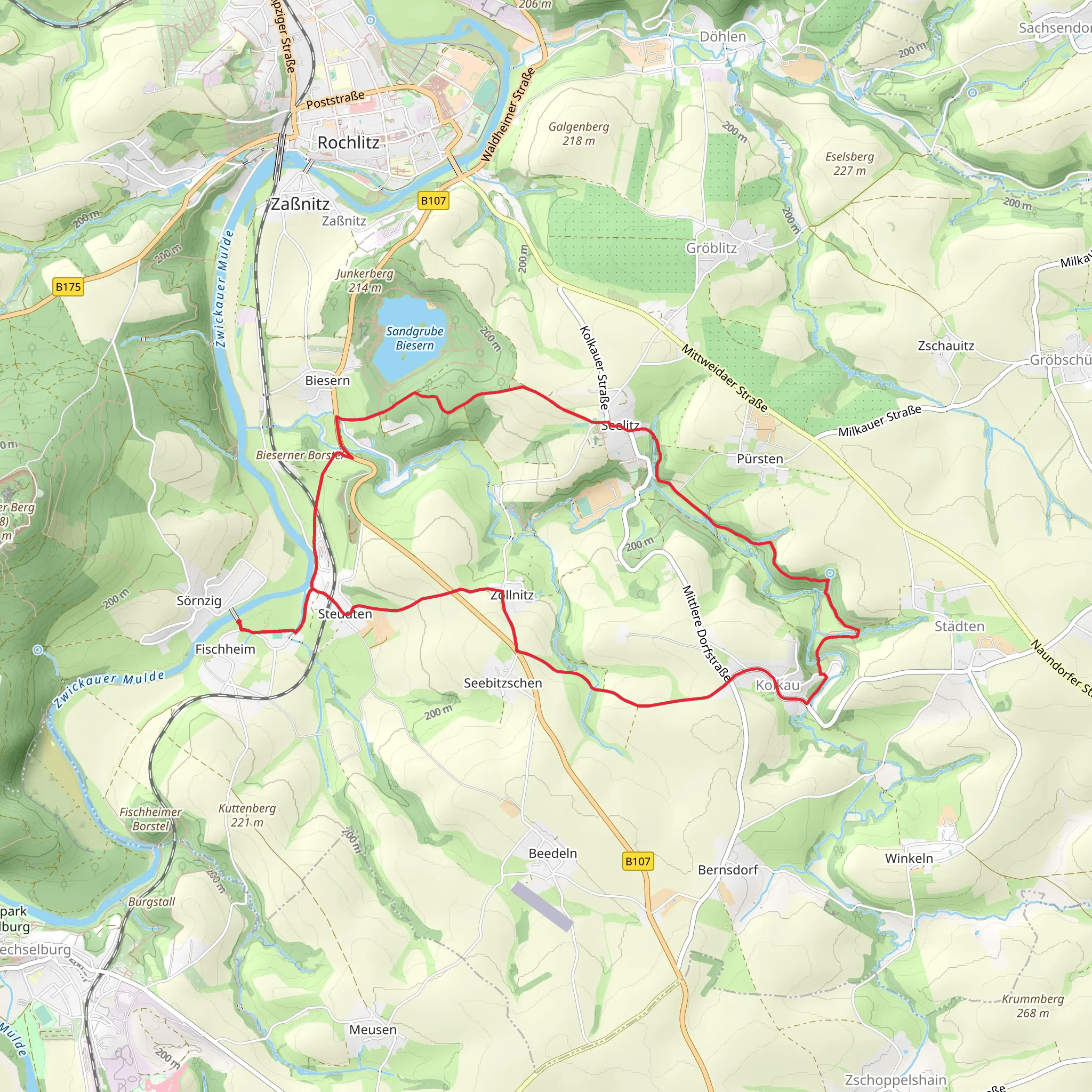 Lutherweg Sachsen and Seebitzschener Weg mobile static map