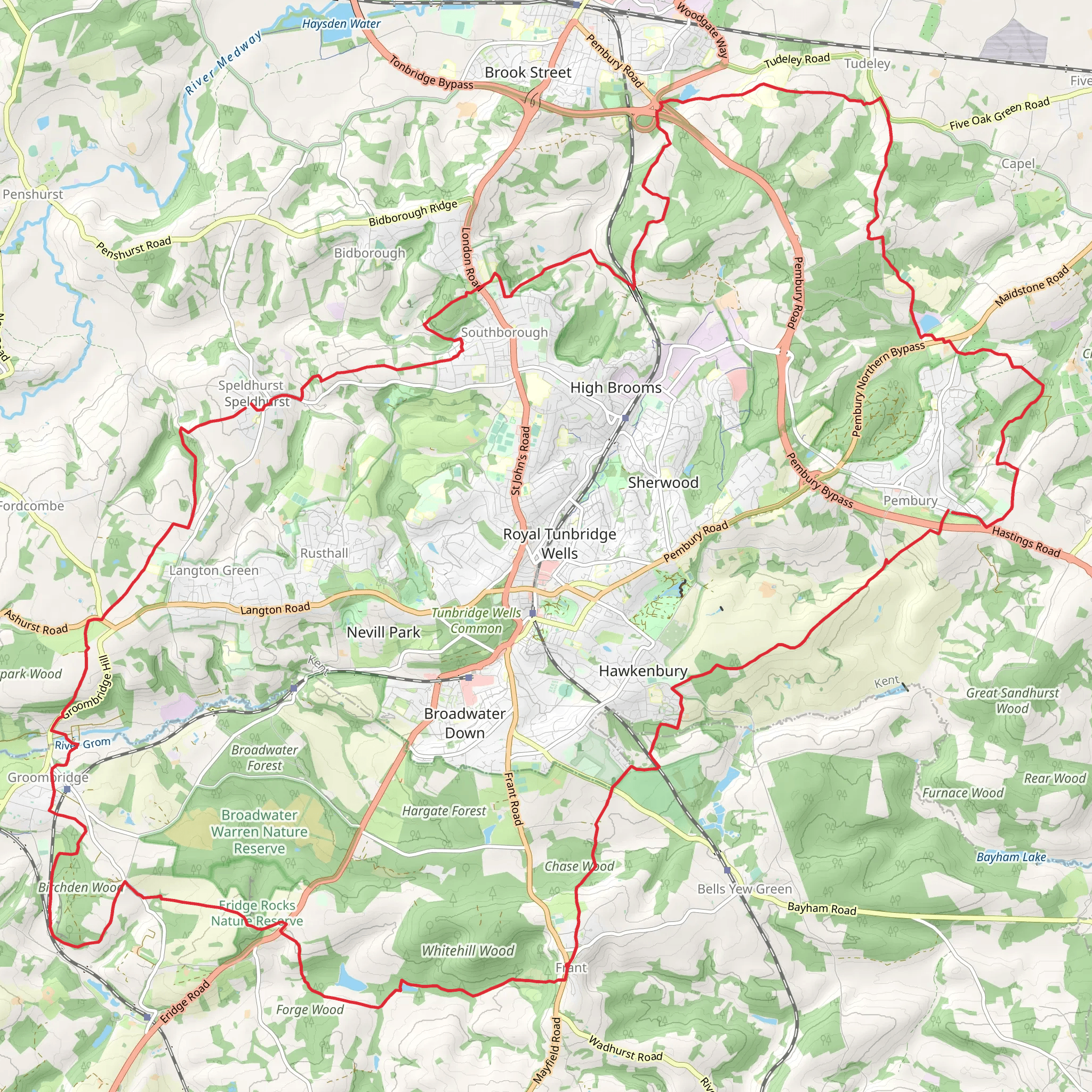 Tunbridge Wells Circular Walk mobile static map