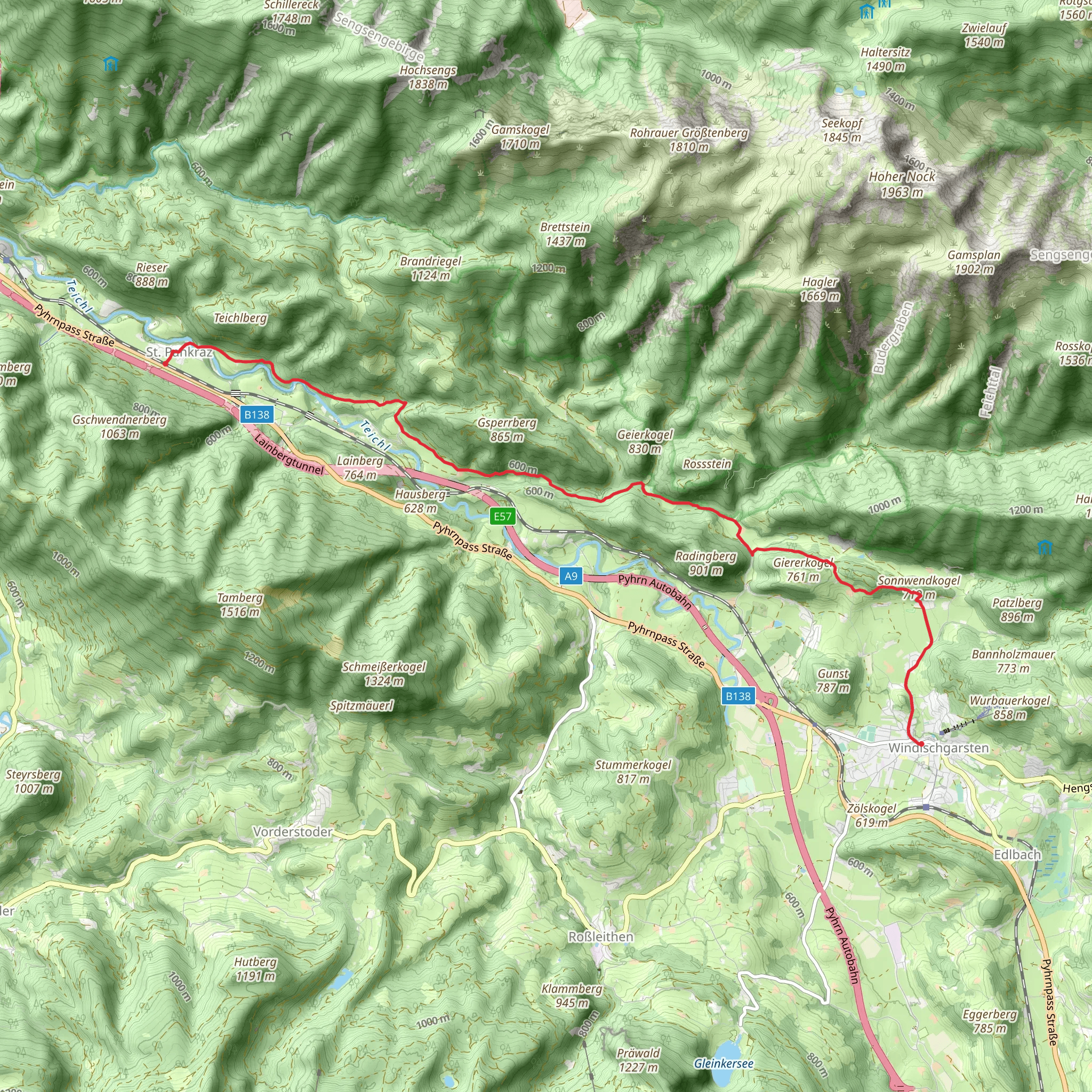 Via the Teichl- and Rettenbach valleys to Windischgarsten mobile static map