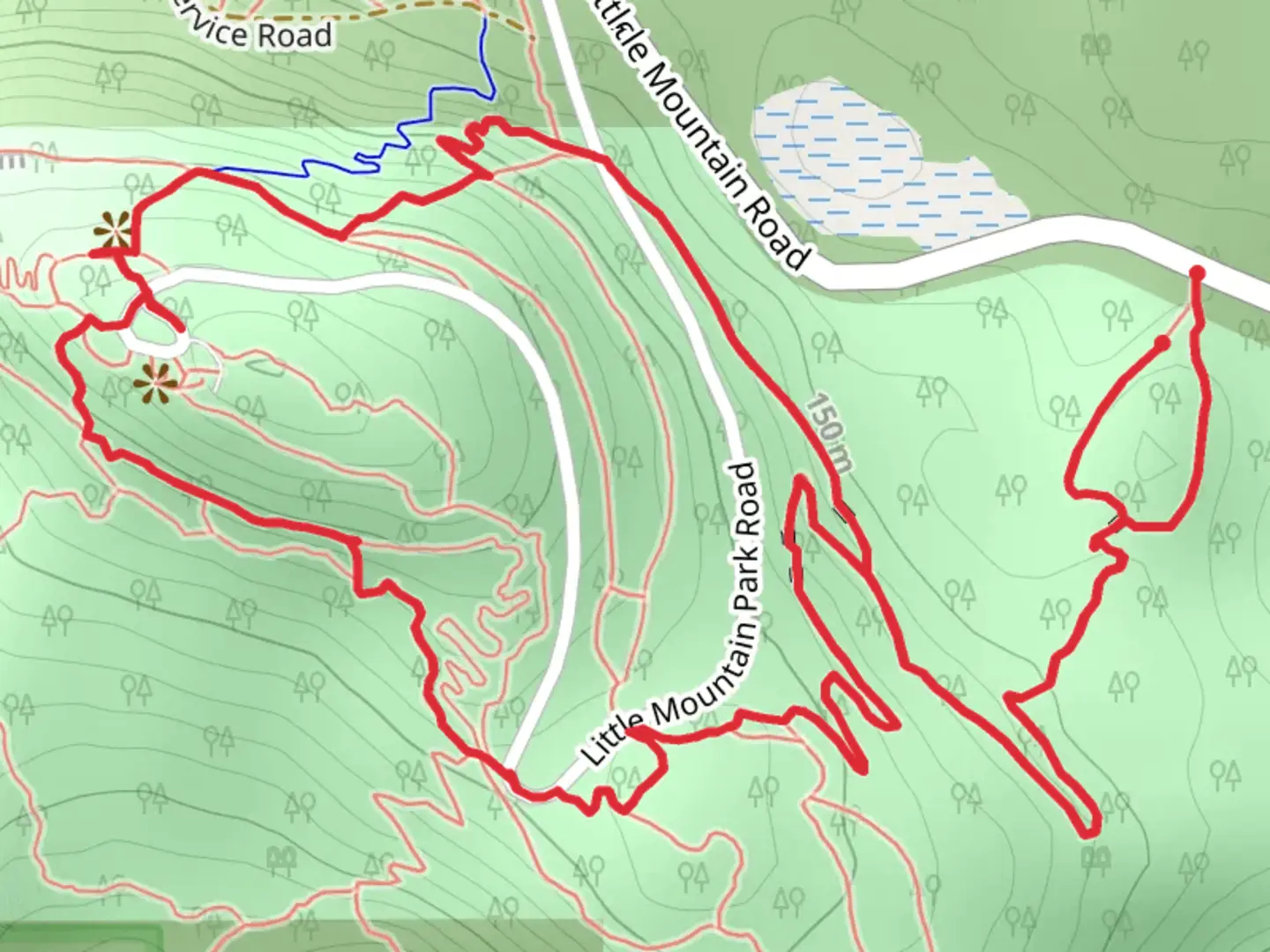 An image depicting the trail Little Mountain 16.6 miles and its surrounding area.