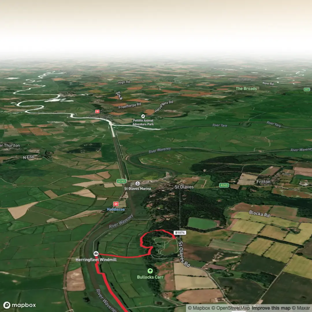 An image depicting the trail Herringfleet Hills Walk and its surrounding area.