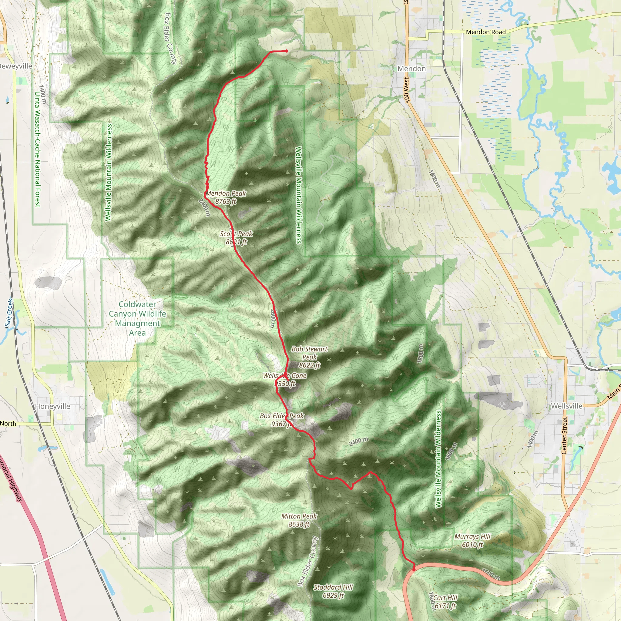 Scout Peak and Deep Canyon Trail mobile static map