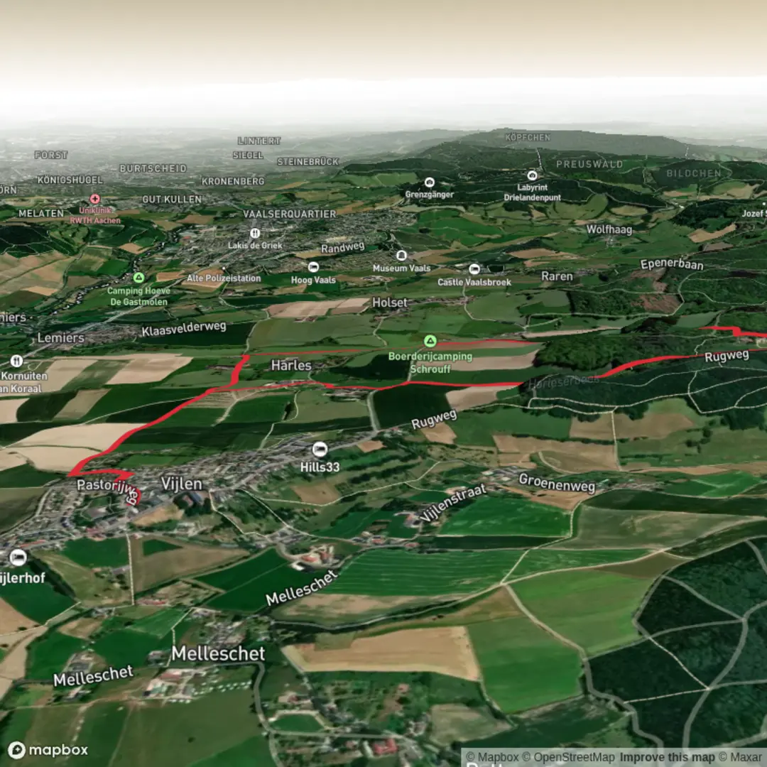 An image depicting the trail Harles and Kerper Bosch Loop and its surrounding area.