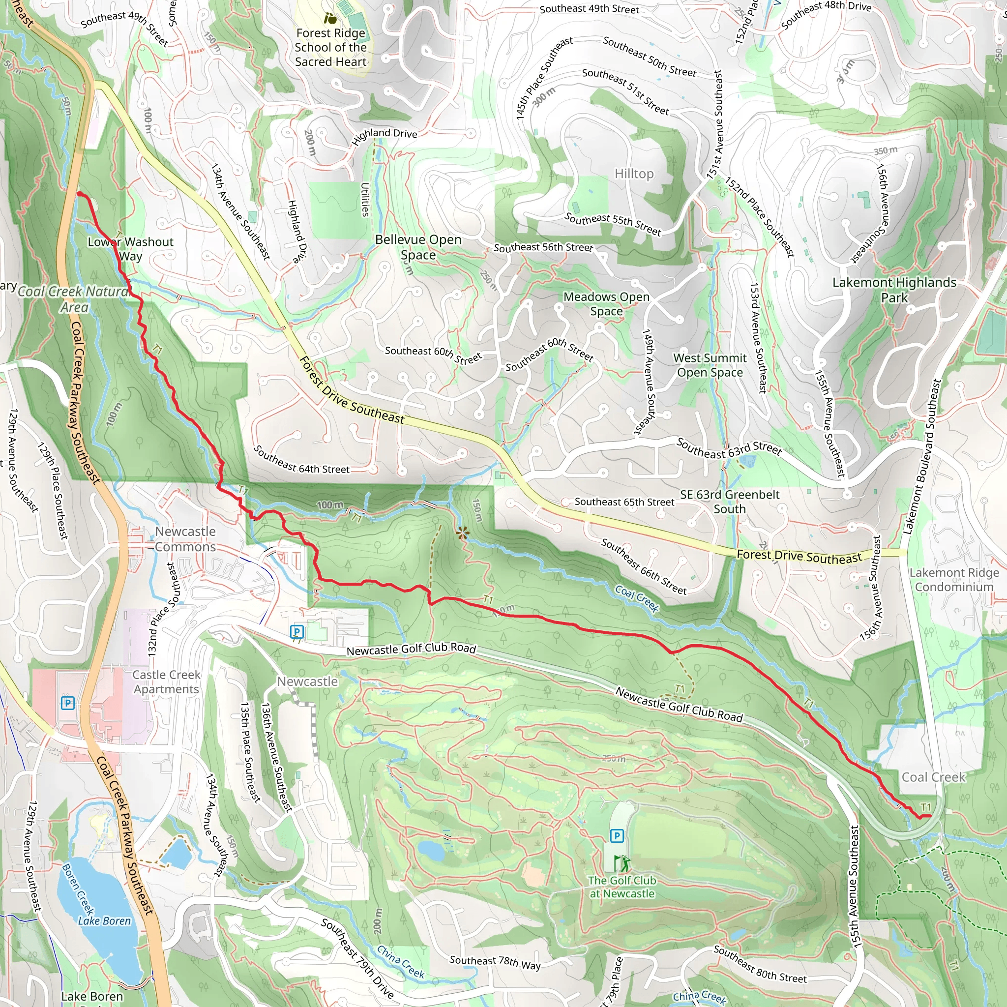 Coal Creek Trail mobile static map
