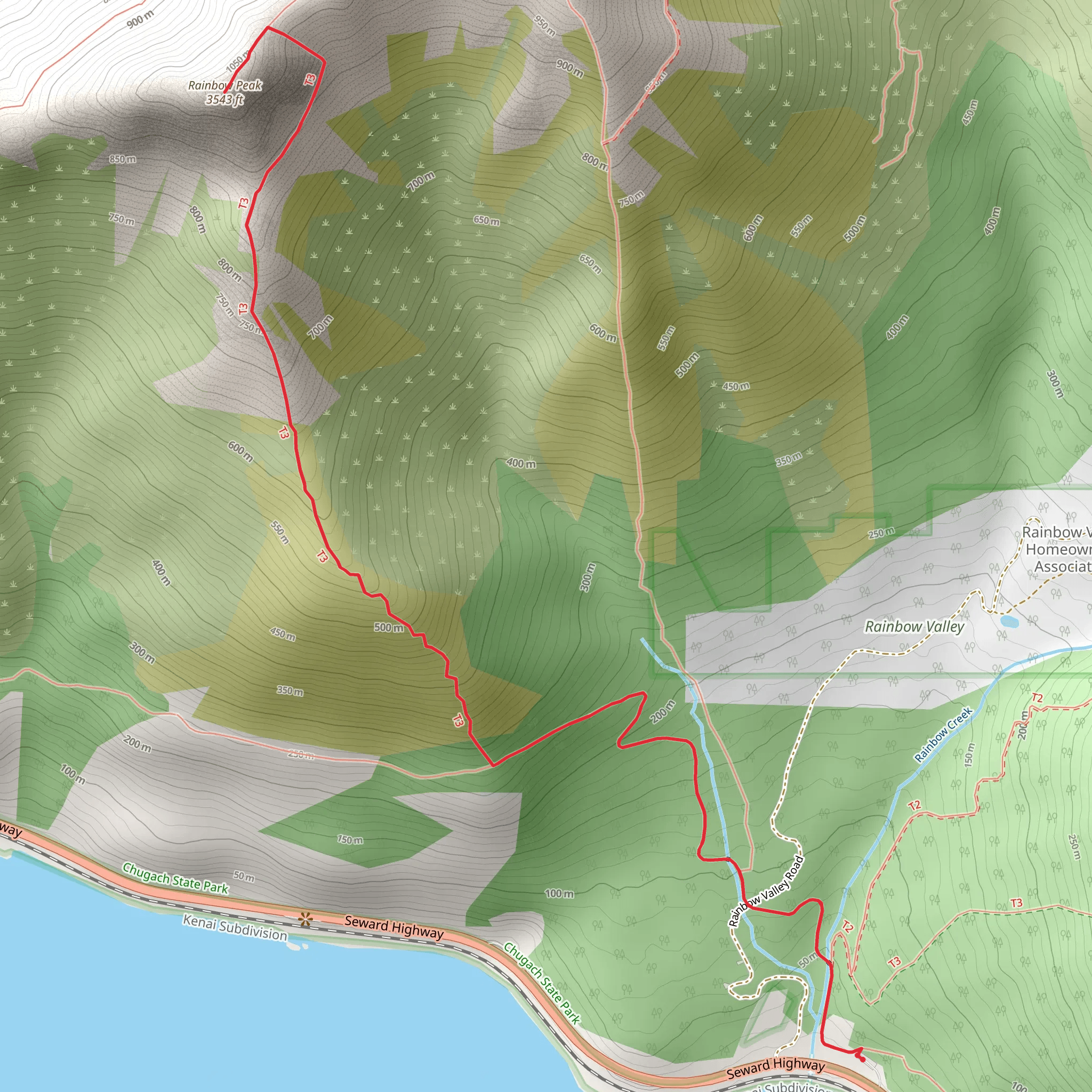 Rainbow Peak Trail mobile static map