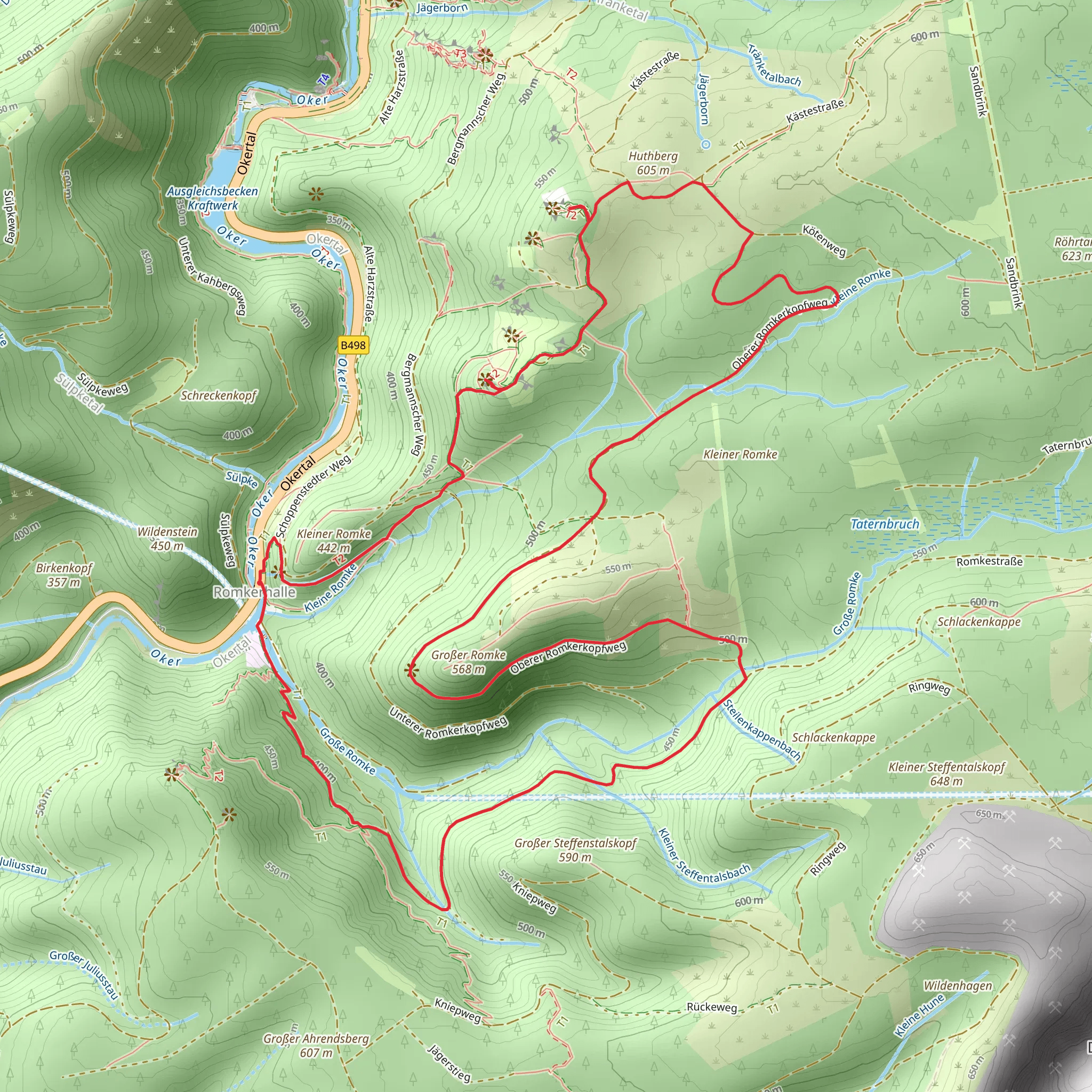 Romkerhaller Wasserfall, Kästeklippe and Großer Romke Loop mobile static map