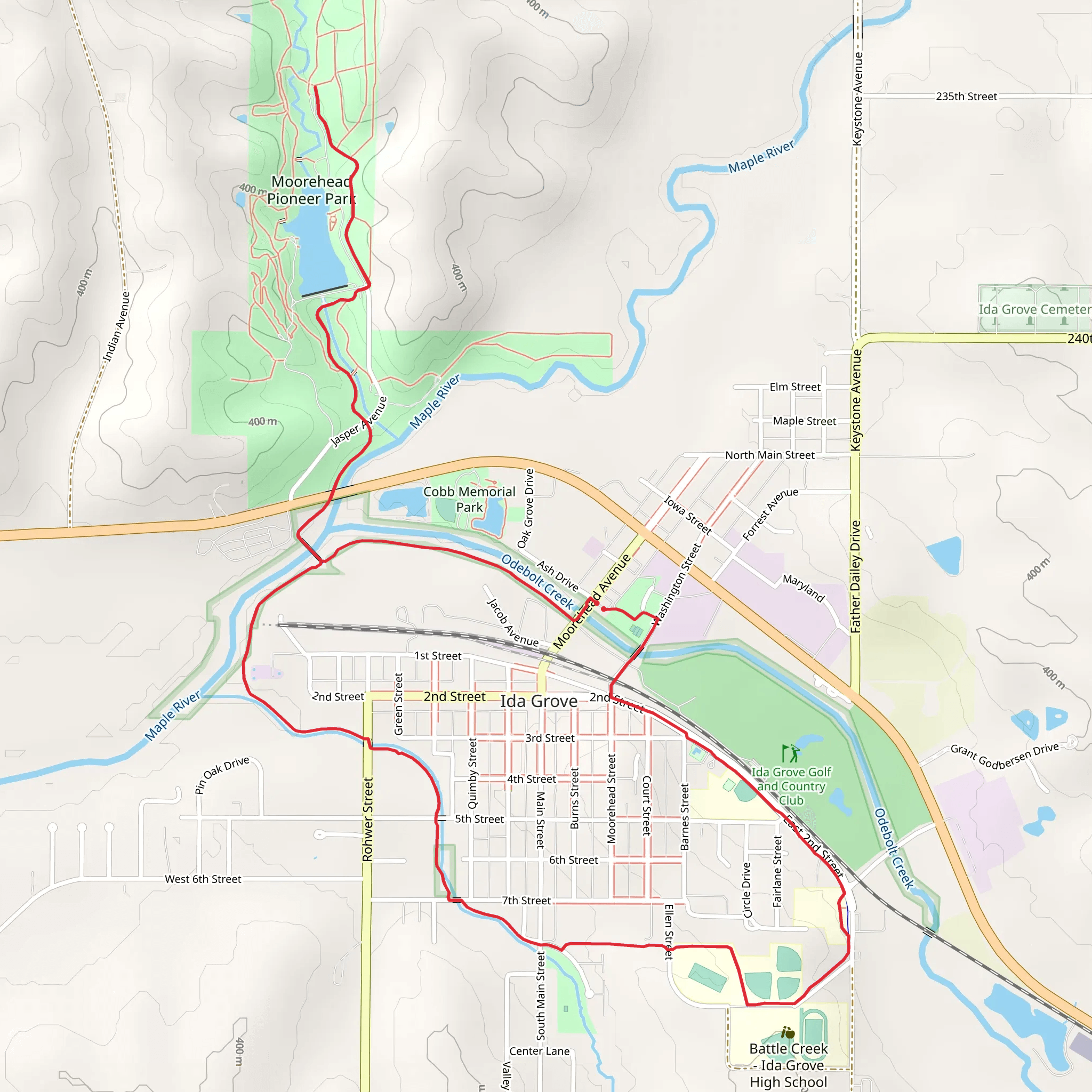 Pleasant Valley Trail and Ida Grove Loop mobile static map