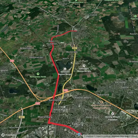 Tilburg to Hilvarenbeek via De koningshoeven