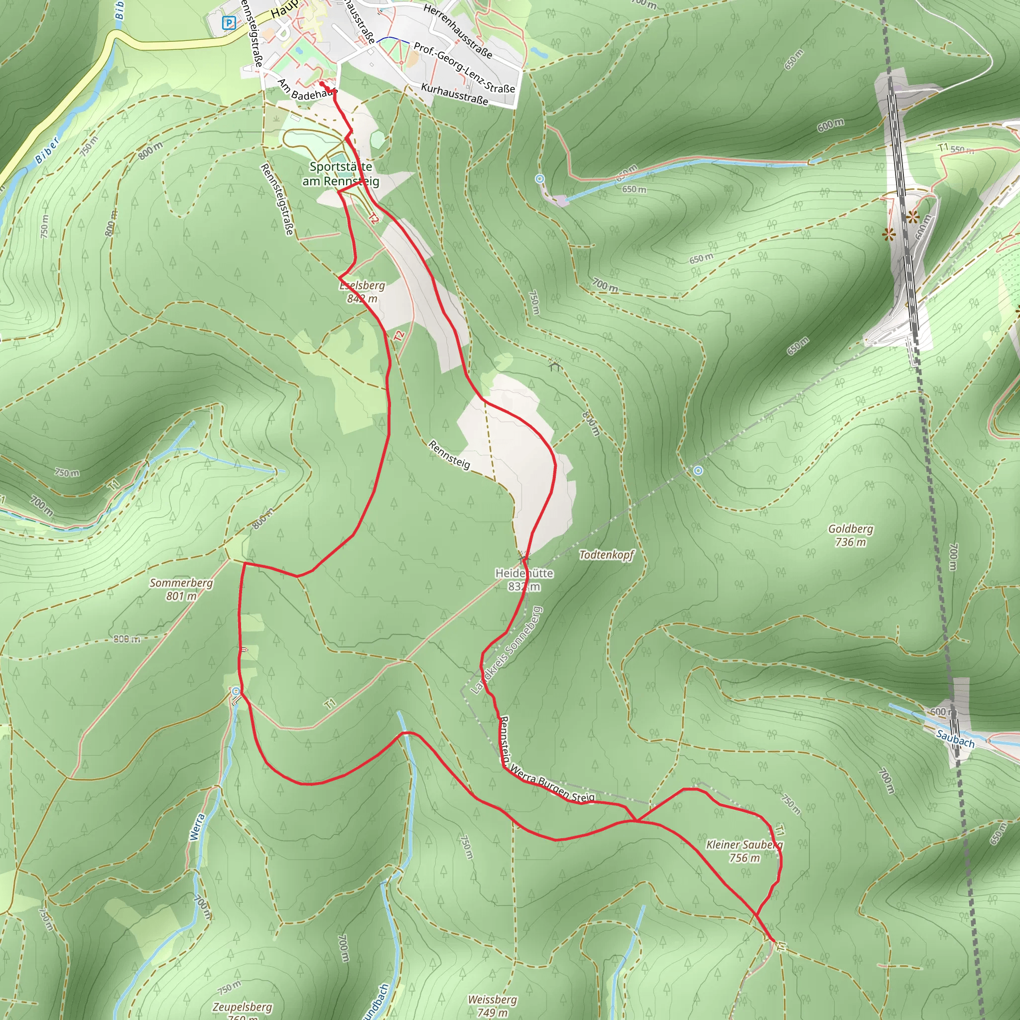 Kleiner Sauberg via Rennsteig mobile static map