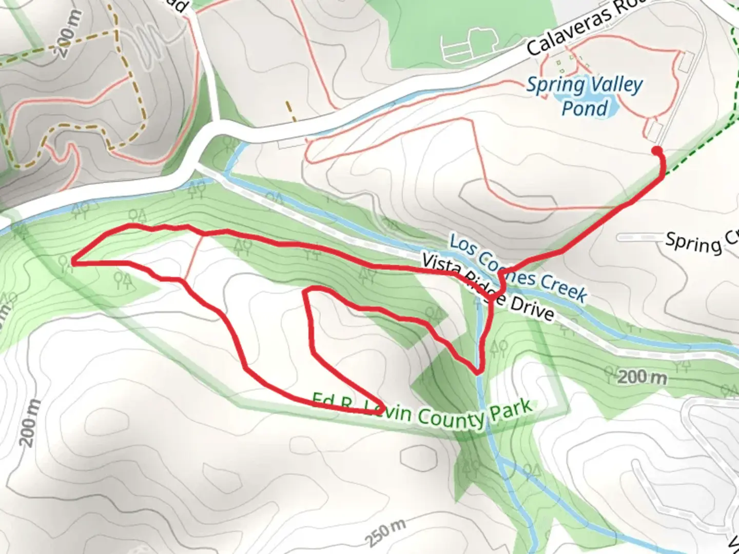 An image depicting the trail Spring Valley Trail and Los Coches Ridge Loop Trail and its surrounding area.