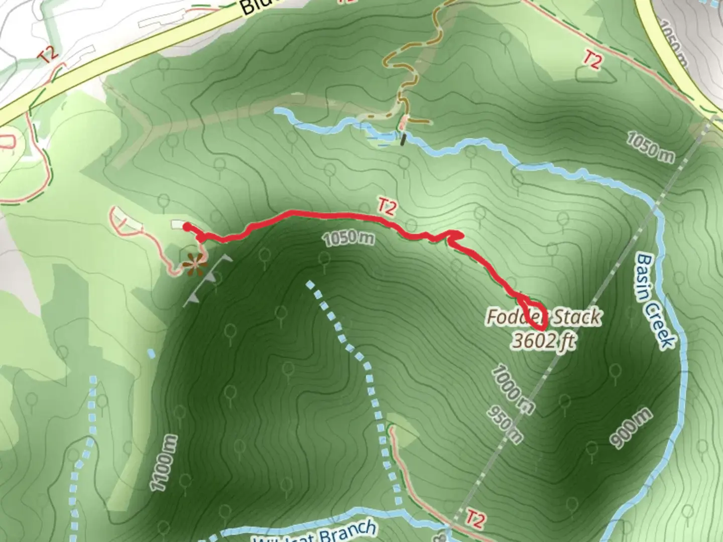An image depicting the trail Fodder Stack Trail and its surrounding area.