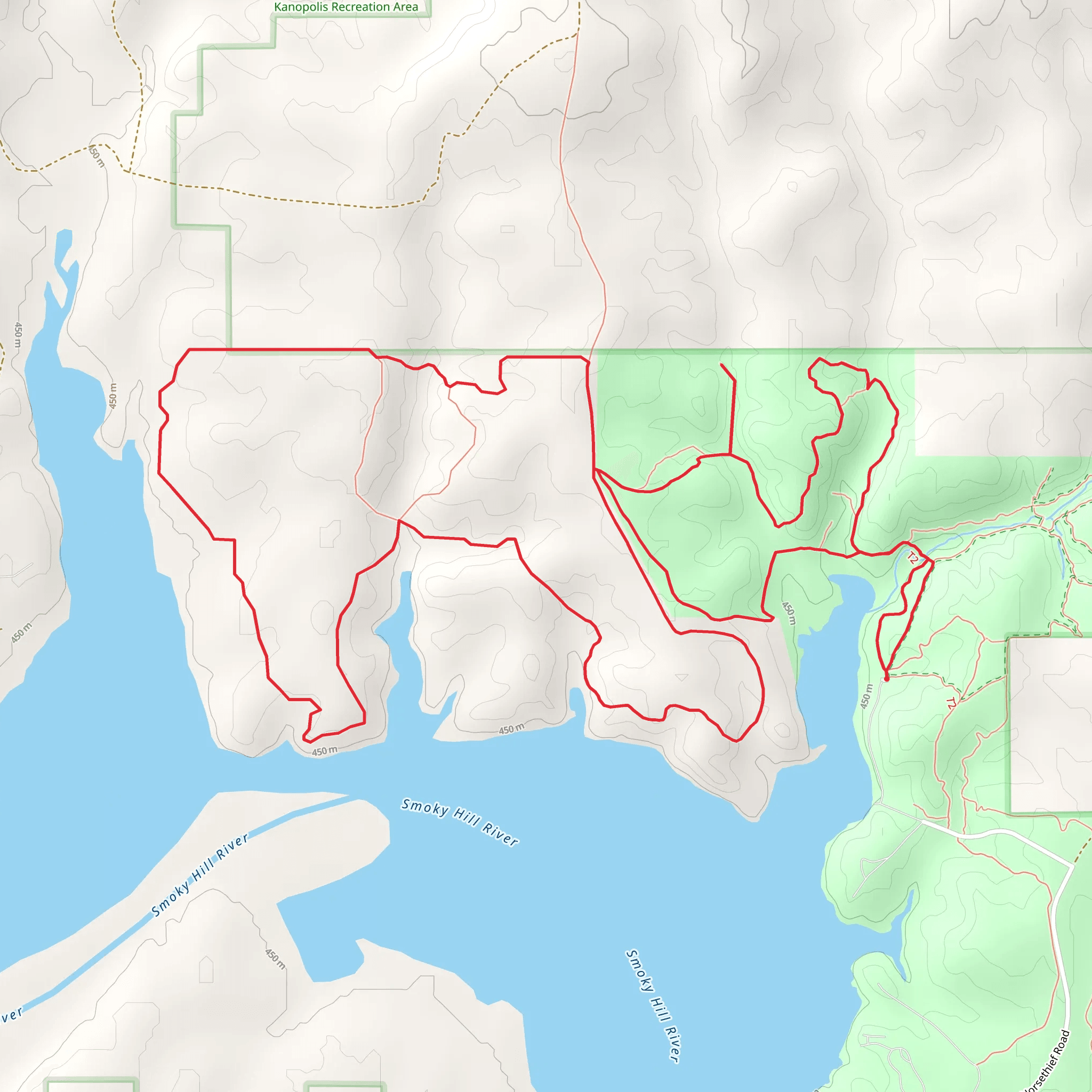 Kanopolis Lake North Shore Loop mobile static map