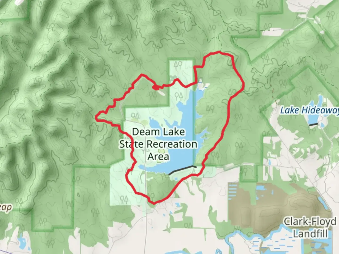 An image depicting the trail Deam Lake via Trail 3 and its surrounding area.
