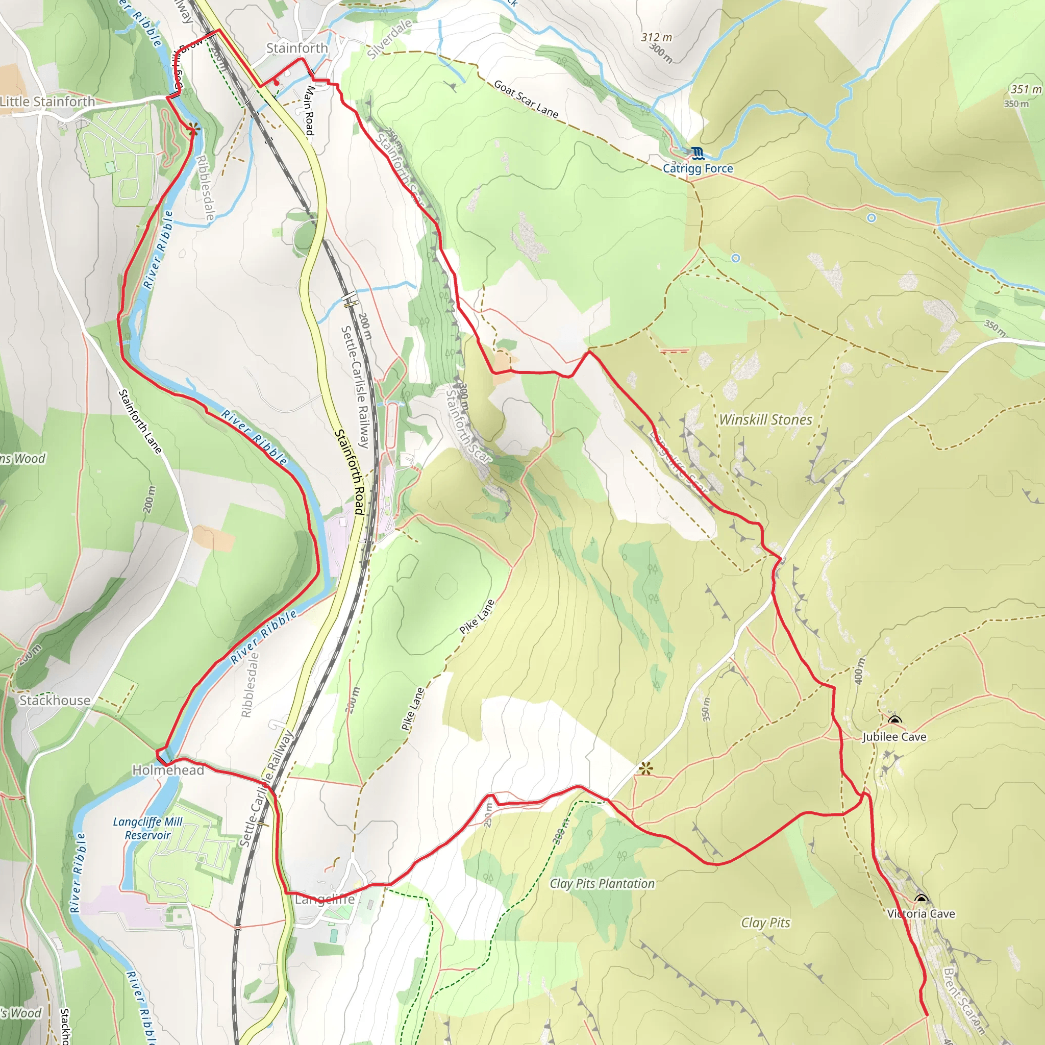 Albert and Victoria Cave Loop - Stainforth mobile static map