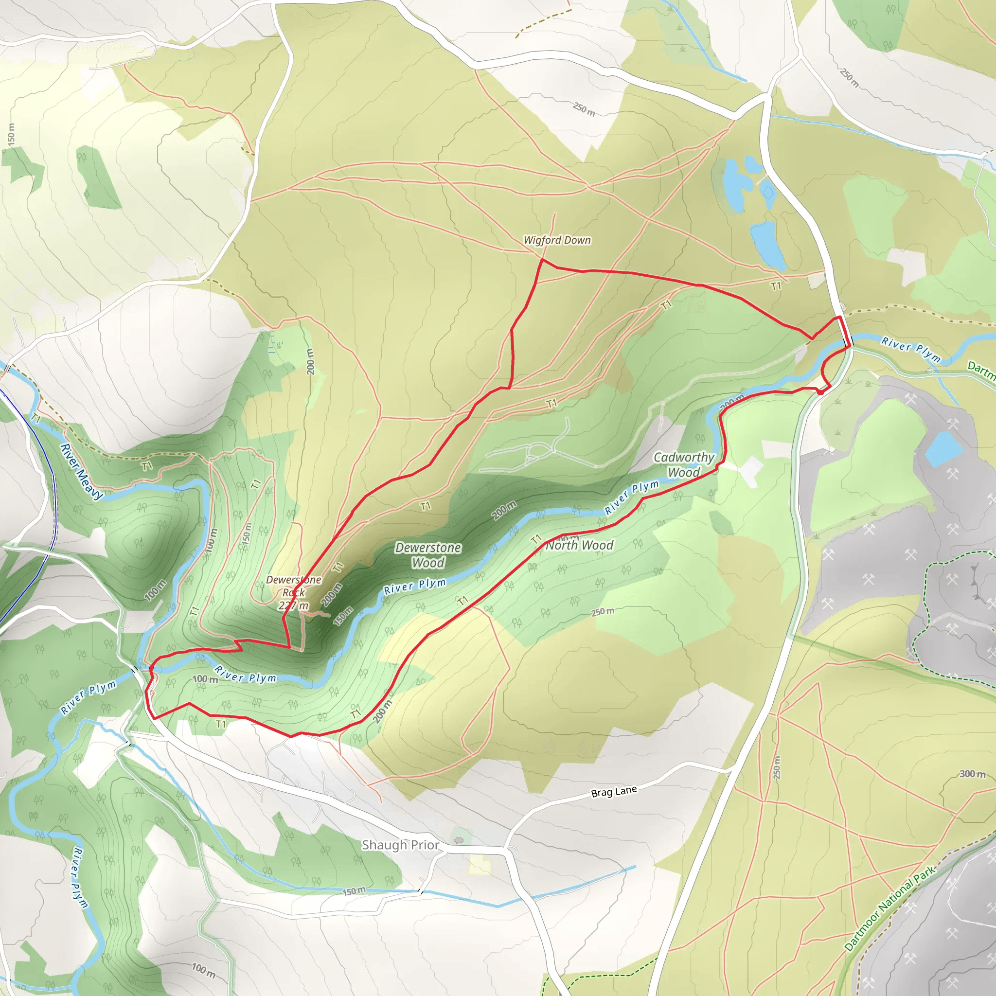 Cadover Bridge and Dewerstone Rock Trail mobile static map
