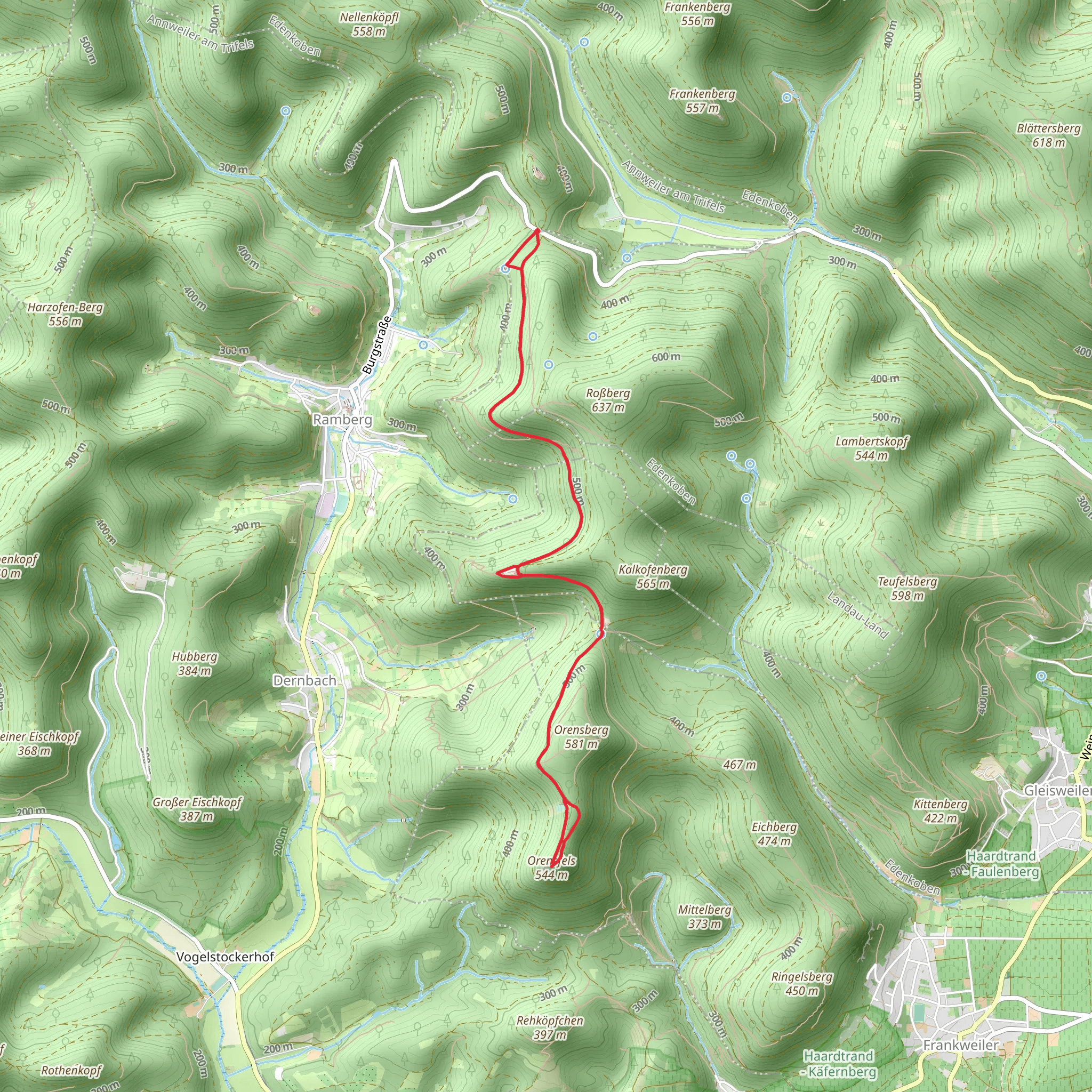 Orensfels via Ramberger and Pfaelzer Huetten Tour mobile static map