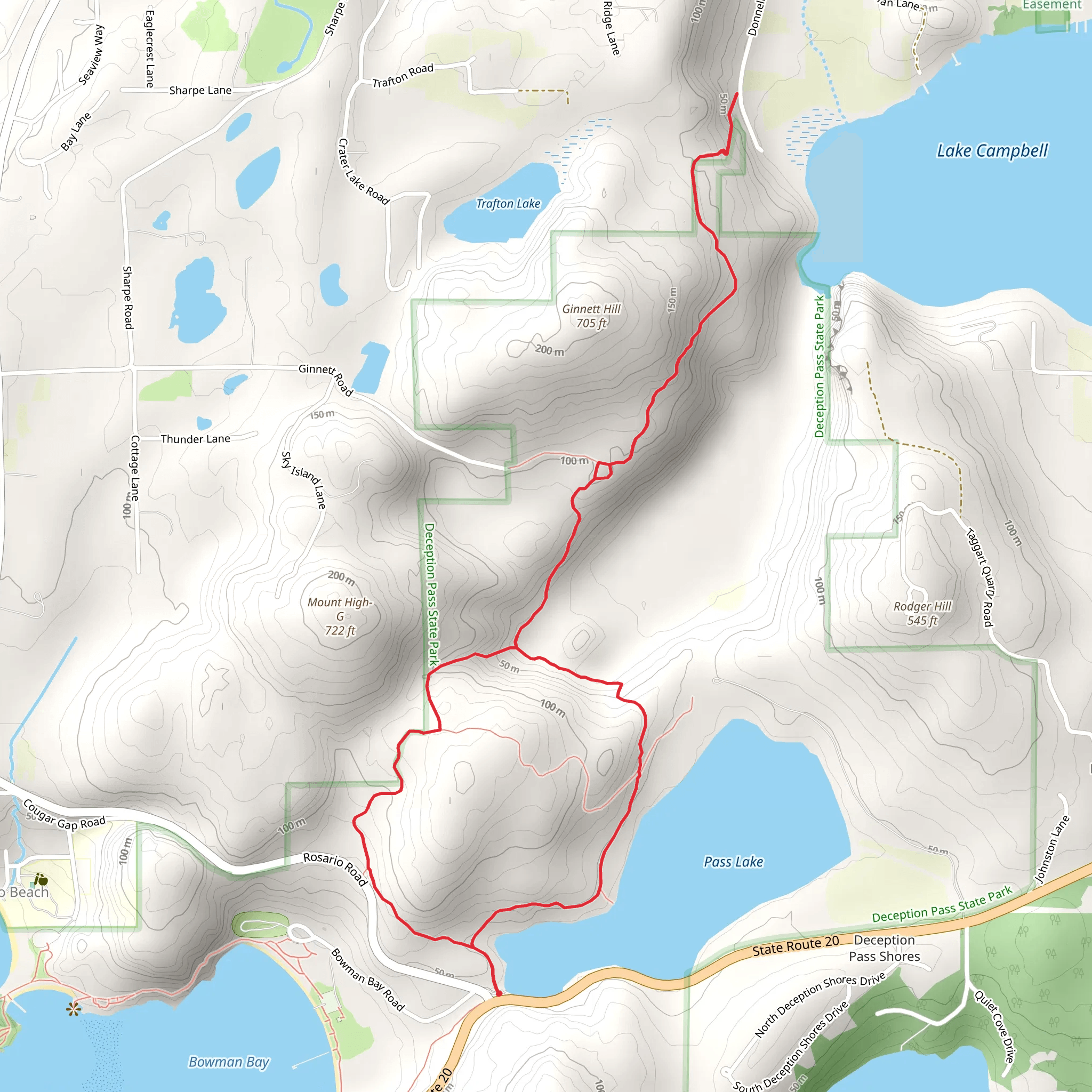 Big Cedar Trail, John Tursi Trail and Pass Lake Loop mobile static map