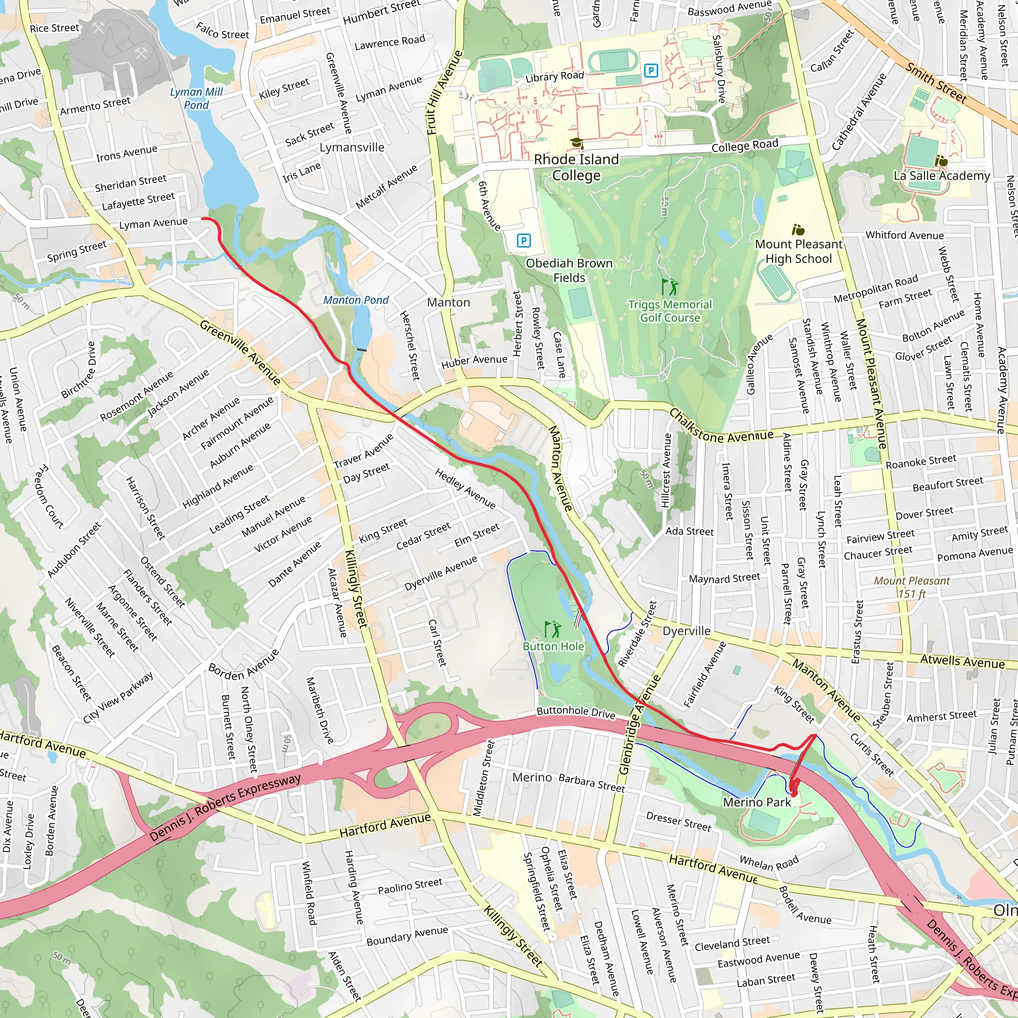 Lyman Mill Pond via Woonasquatucket River Greenway mobile static map