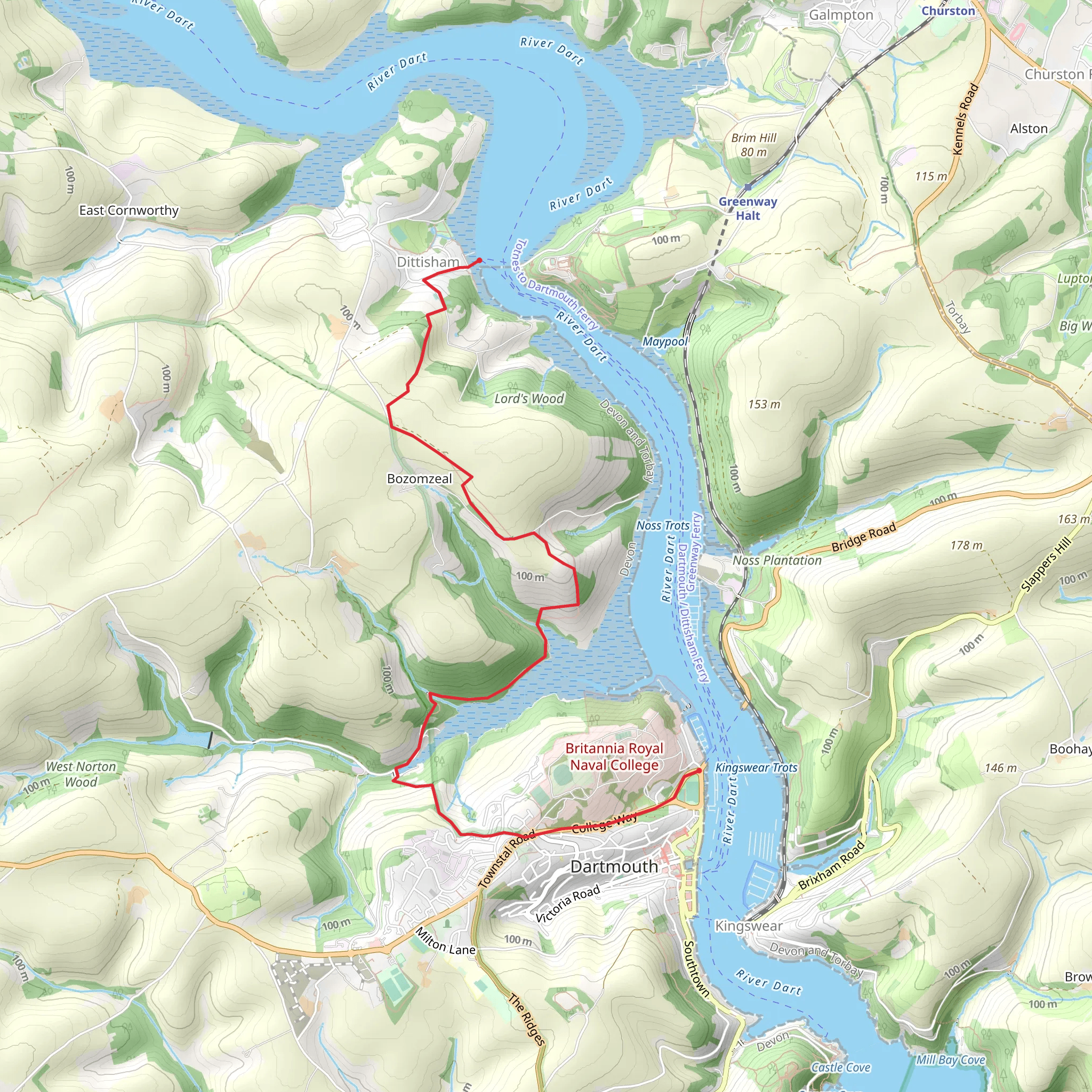 Dart Marina - Dittisham Walk mobile static map