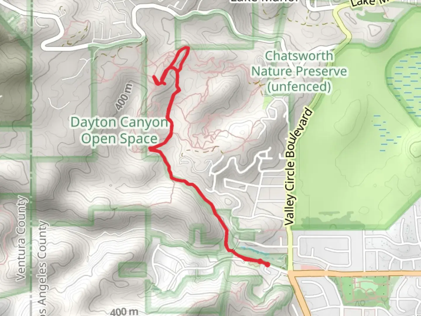An image depicting the trail Dayton Canyon Open Space and its surrounding area.