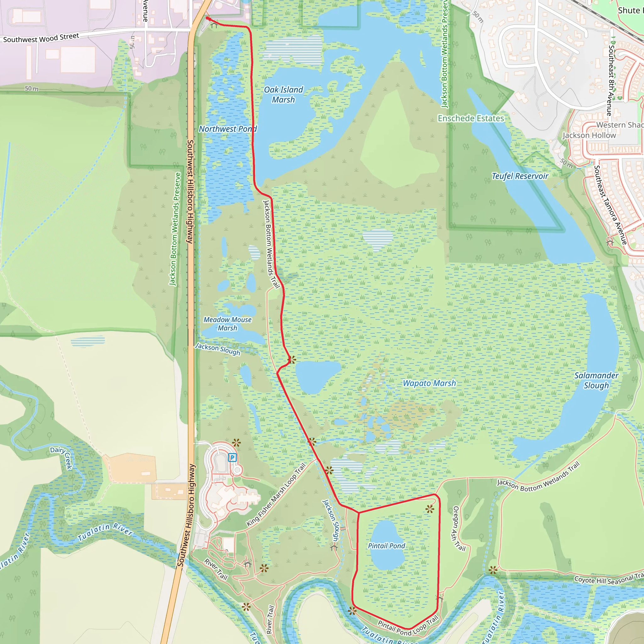 Pintail Pond via Jackson Bottom Wetlands Trail mobile static map