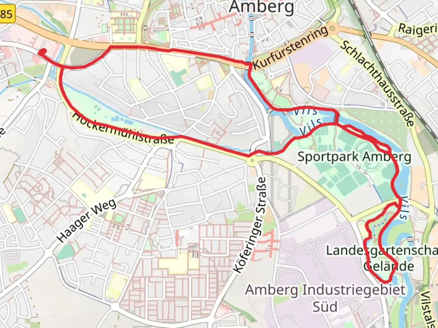 An image depicting the trail Otto-Woehlert Weg and Vilstalwanderweg and its surrounding area.