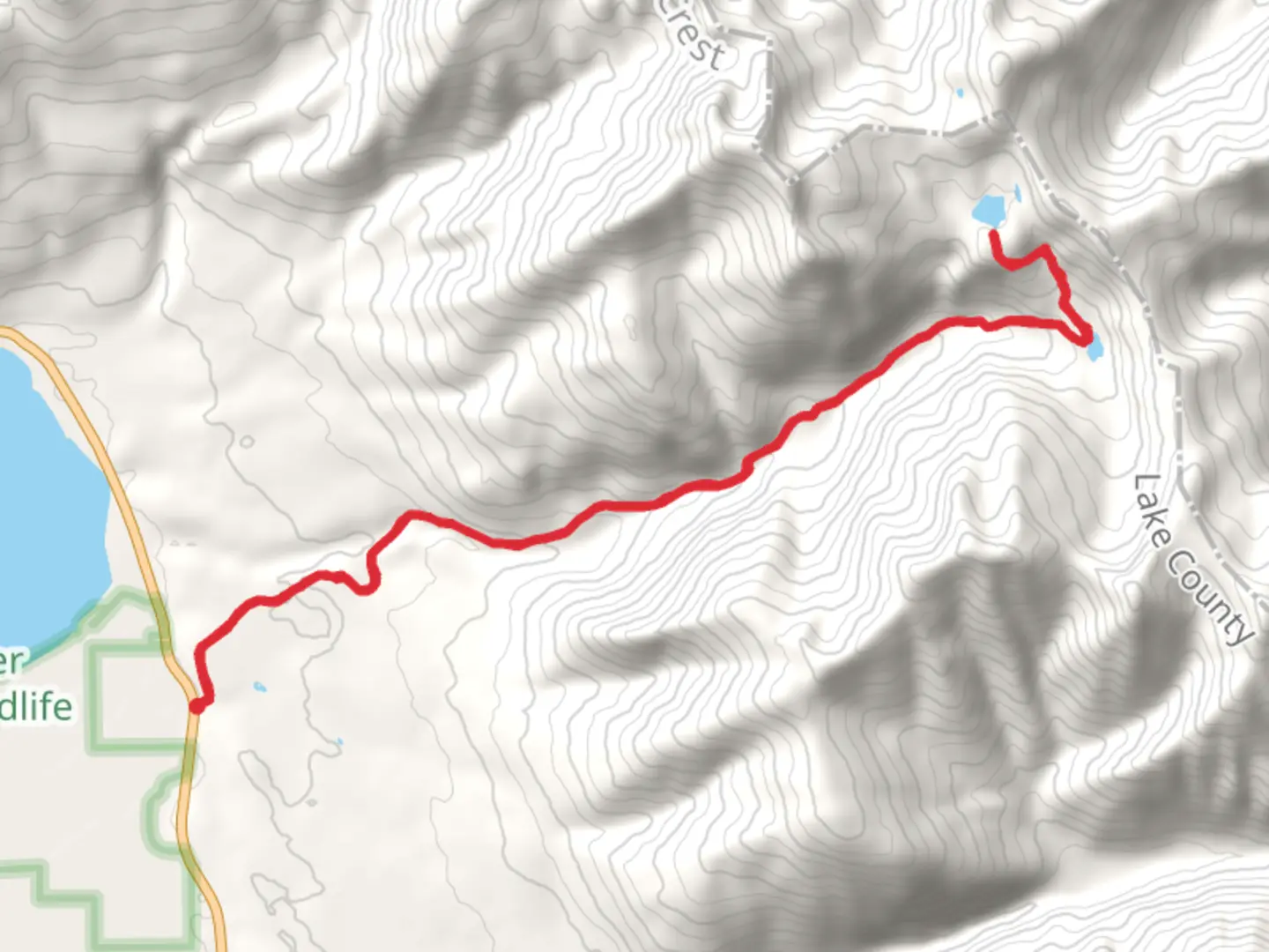 An image depicting the trail Trinkus Lake via Bond Creek and its surrounding area.