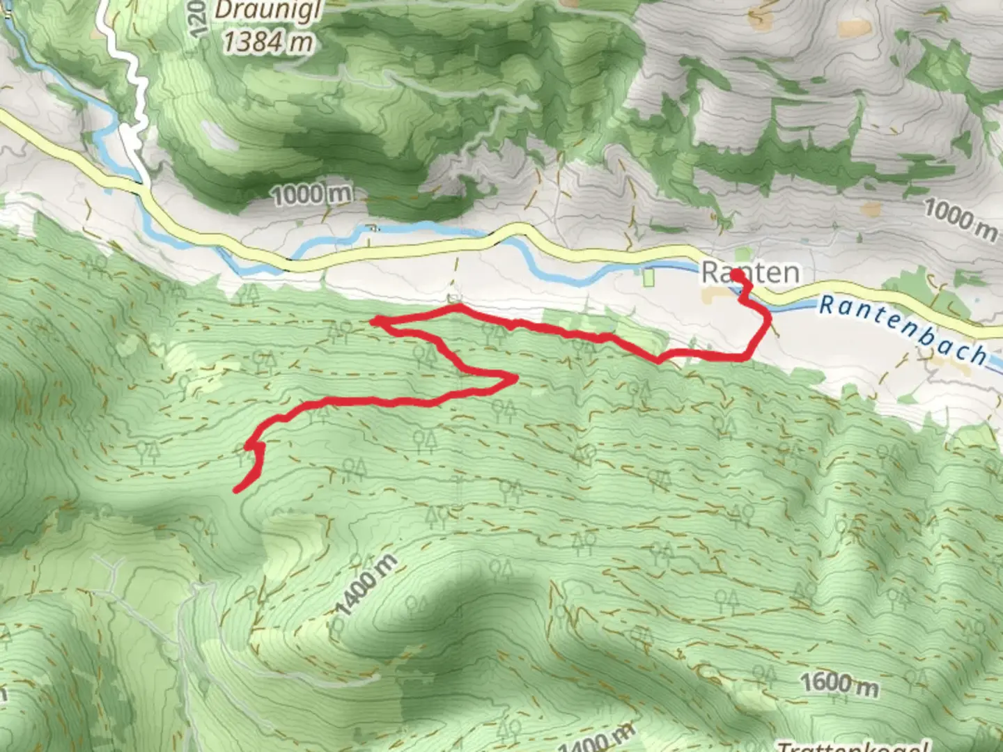 An image depicting the trail Ranten to the Allgaueck Hike and its surrounding area.