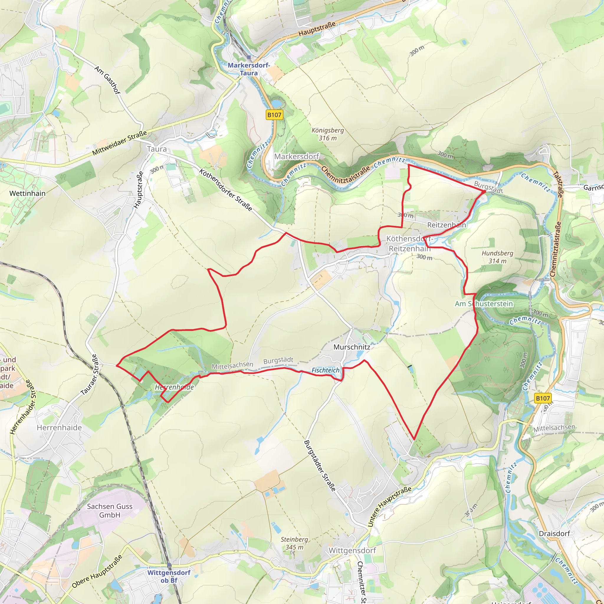 Köthensdorf-Reitzenhain and Herrenhaide Loop mobile static map