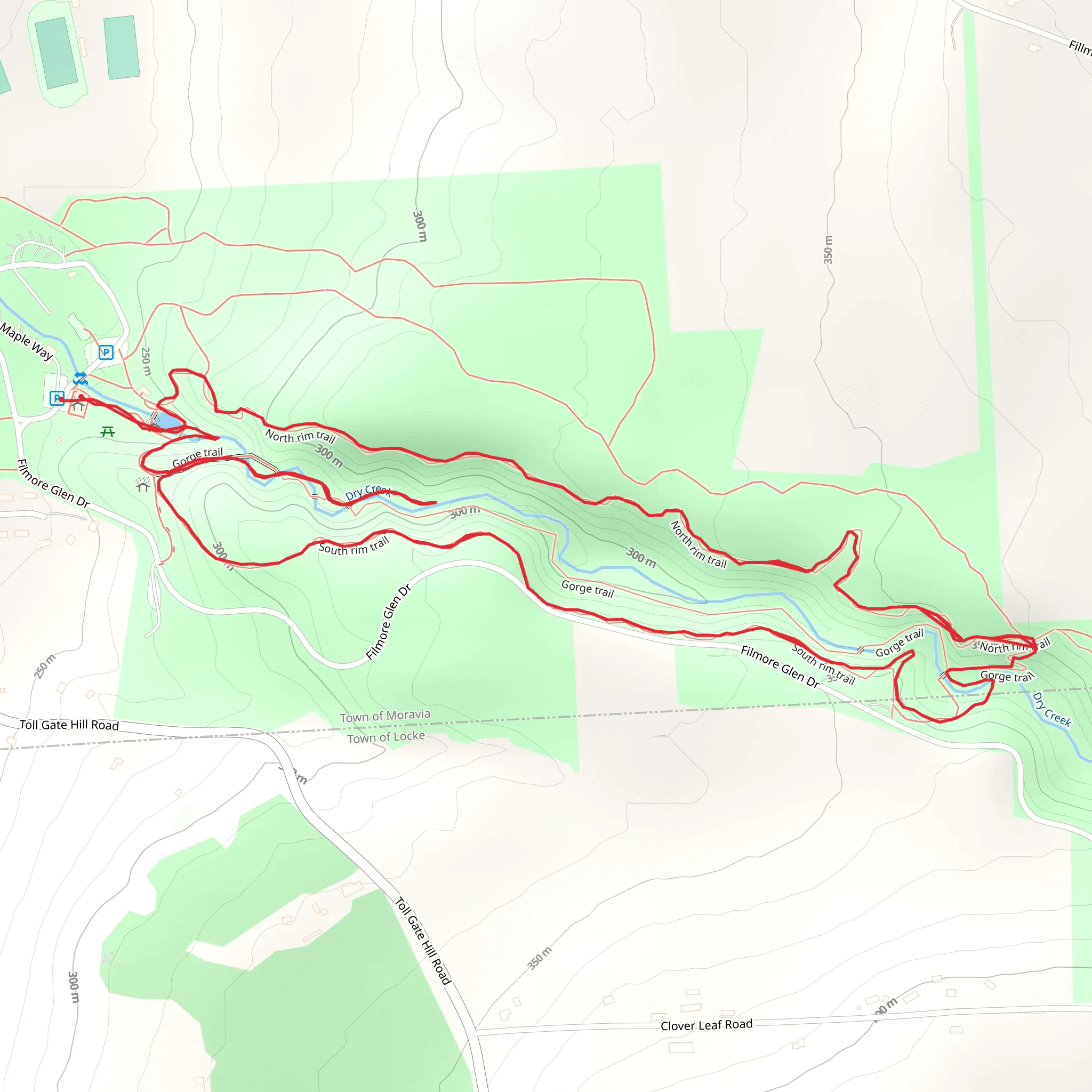 Dry Creek Loop from Fillmore Glen State Park mobile static map