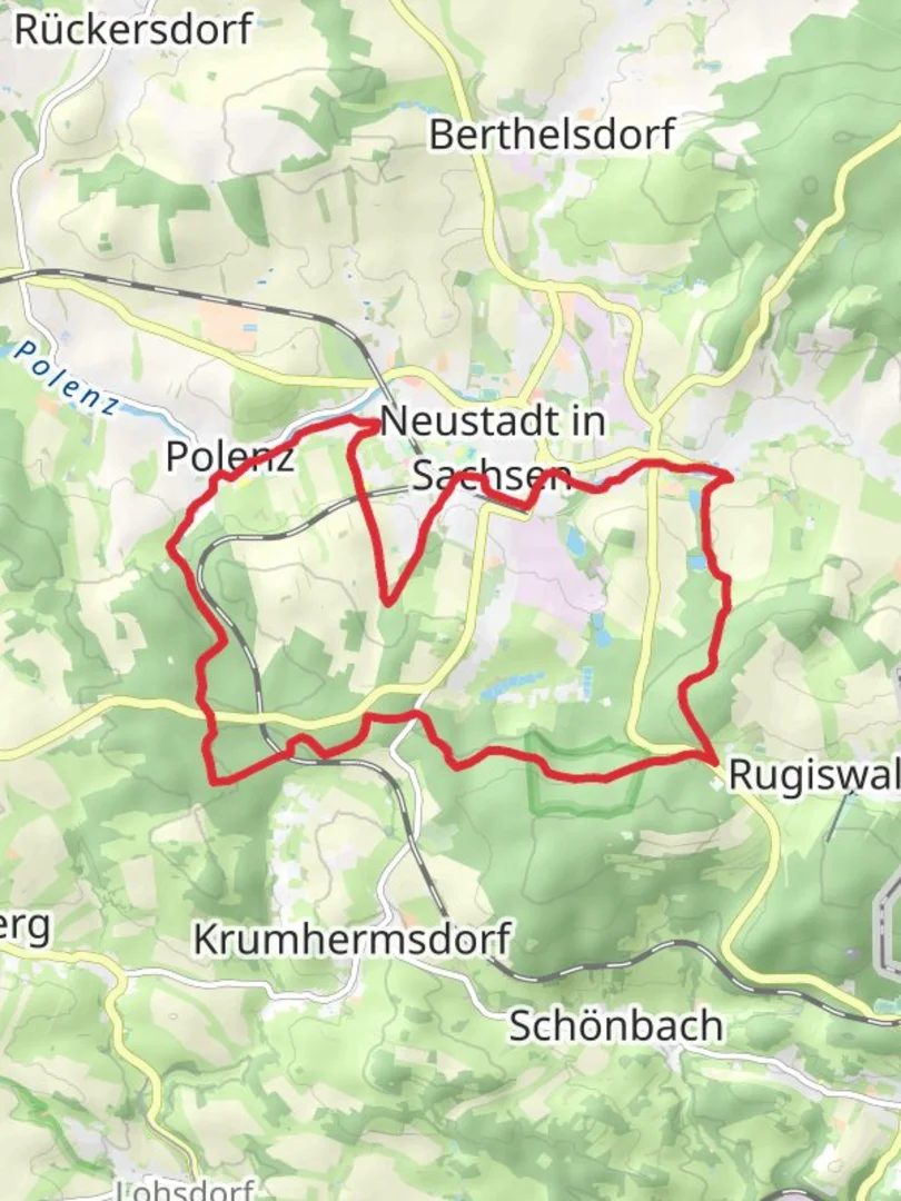 An image depicting the trail Neustadt Loop via Knoffenberg and its surrounding area.